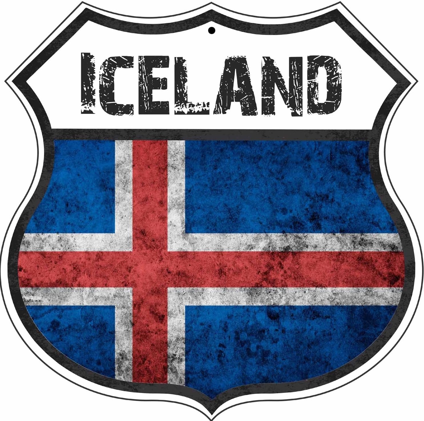 Iceland Country Flag Novelty Highway Shield Metal Sign