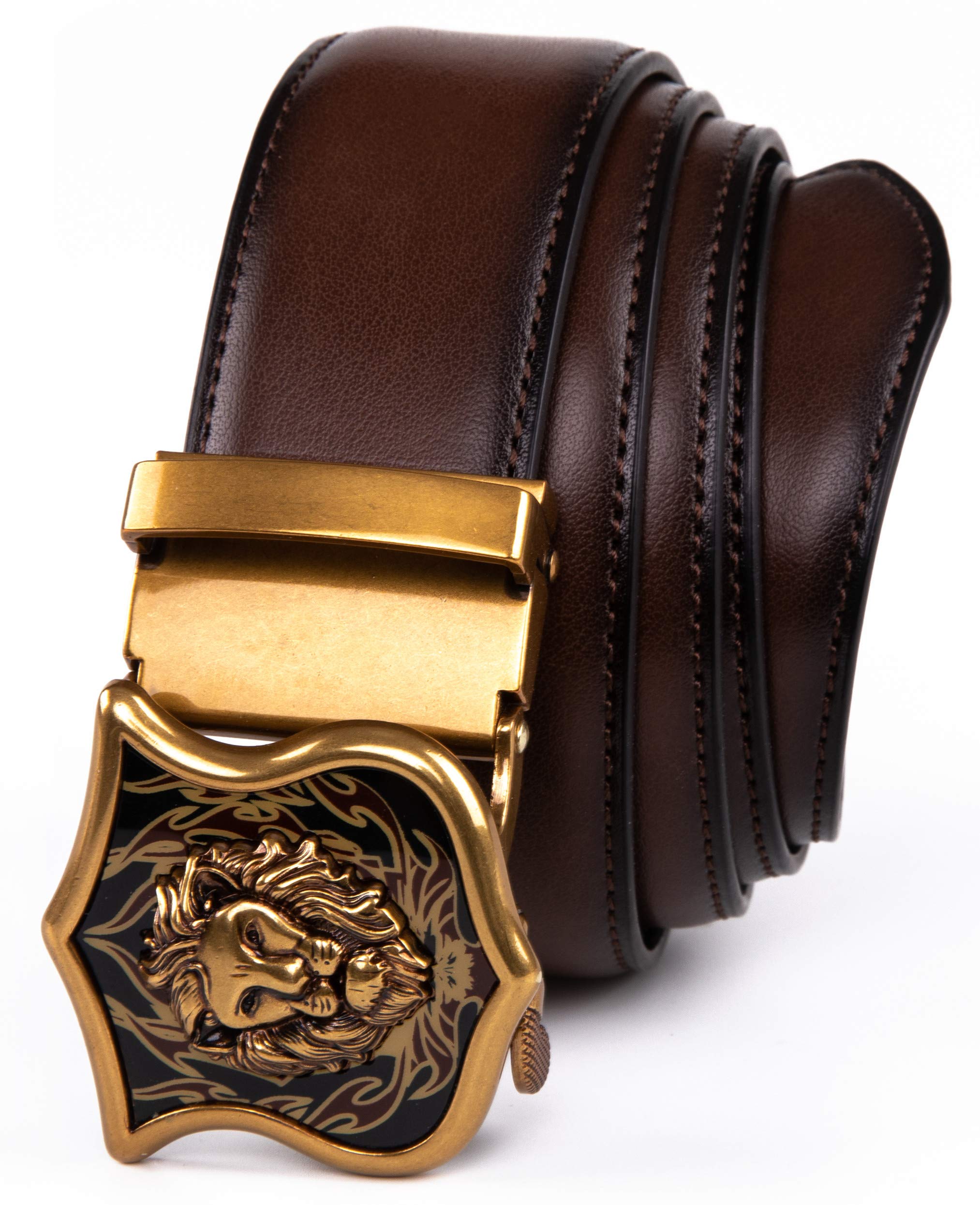 Men’s Belt Genuine Leather Ratchet Dress Belt for Men with Automatic Buckle(36/brown)