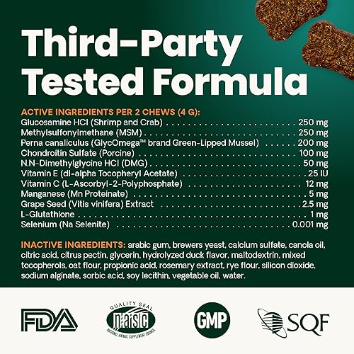Miniatura 9 de VetriScience Ultimate Strength - Masticables saludables para cadera y articulaciones, glucosamina, condroitina y mejillón de labios verdes para