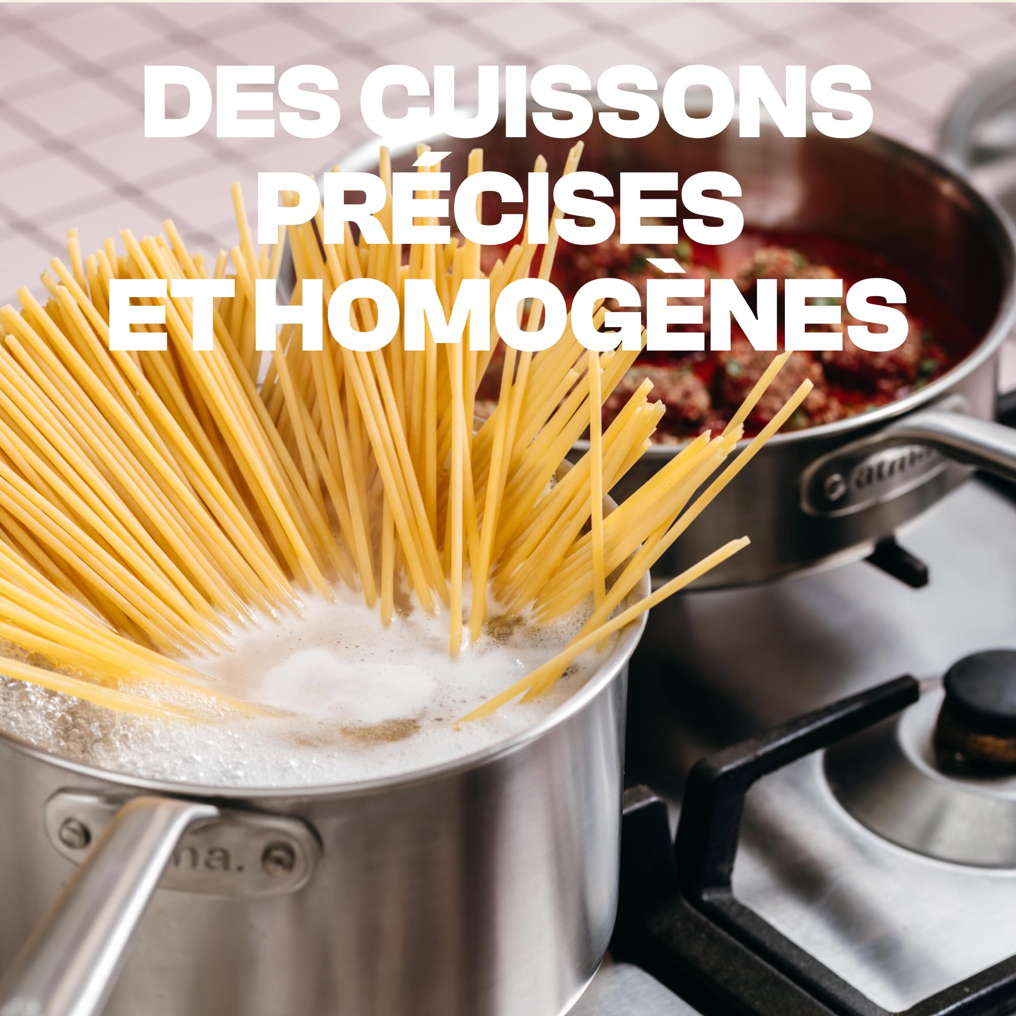 Atma – Casserole Inox 3 Plis 16 cm avec Couvercle – Cuisson Homogène – Sans PFAS, PFOA, PTFE – Graduation Intérieure, Bords Verseurs – Tous Feux dont Induction – Fabriquée en France – Garantie à Vie