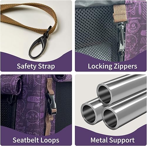 Vista 36 de Transportador para gatos extra grande, de lado suave, portátil para 2 gatos, 24 x 16.5 x 16.5 pulgadas, plegable, diseño cómodo con cuenco, gris