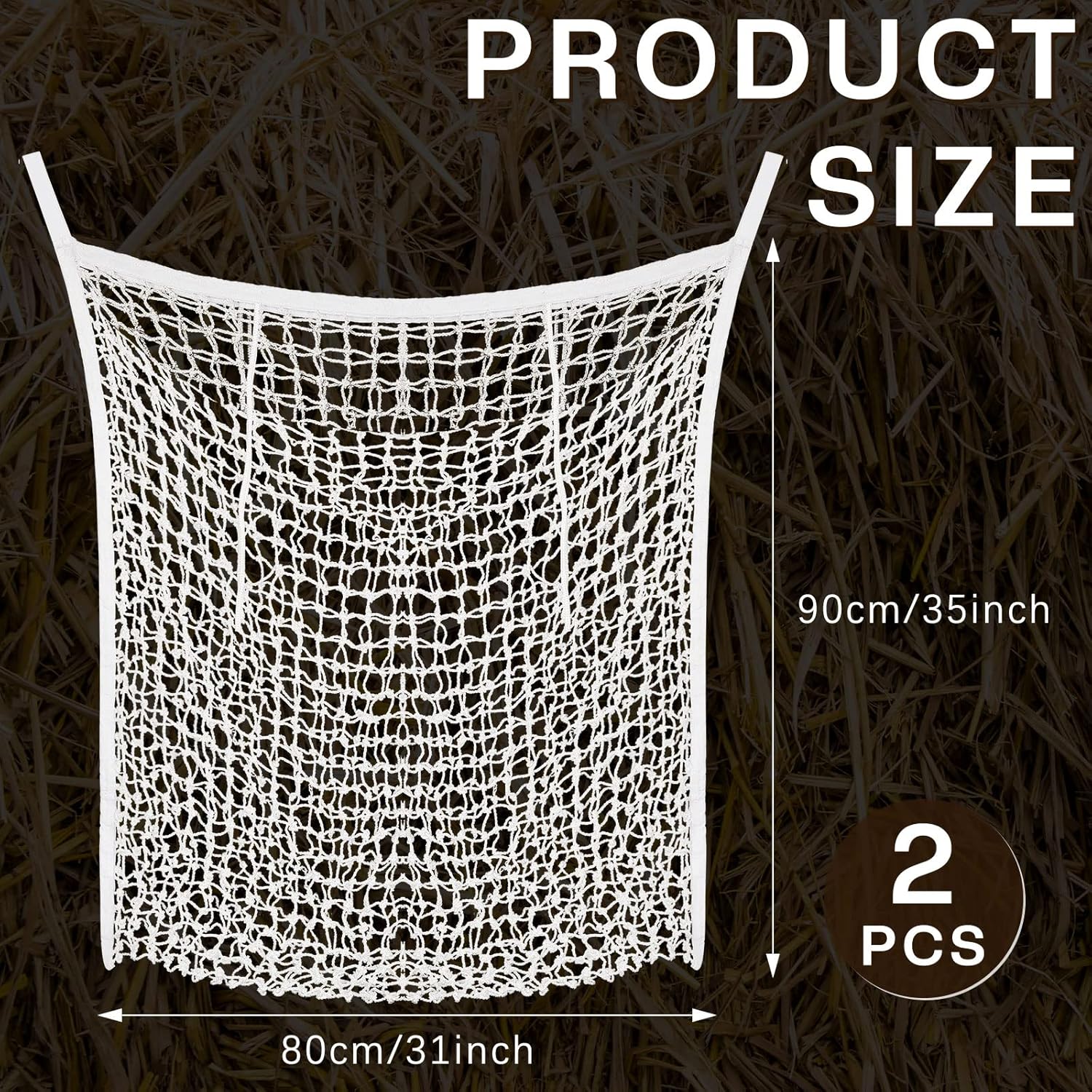 2 Pcs Slow Feed Hay Net White Hay Feeder Hay Bags for Horses Goat Stall Trailer Horse Feeding Supplies (35 X 31 Inch) : Pet Supplies