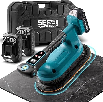 SEESII 2-in-1 Tile Vibration Tool & Electric Suction Cup 285mm 12 Speeds, 10 Hours Runtime, Fits 1212in to 8989in Tiles, 250kg/550lbs Suction Power For Wall & Floor Tile Installation K919B