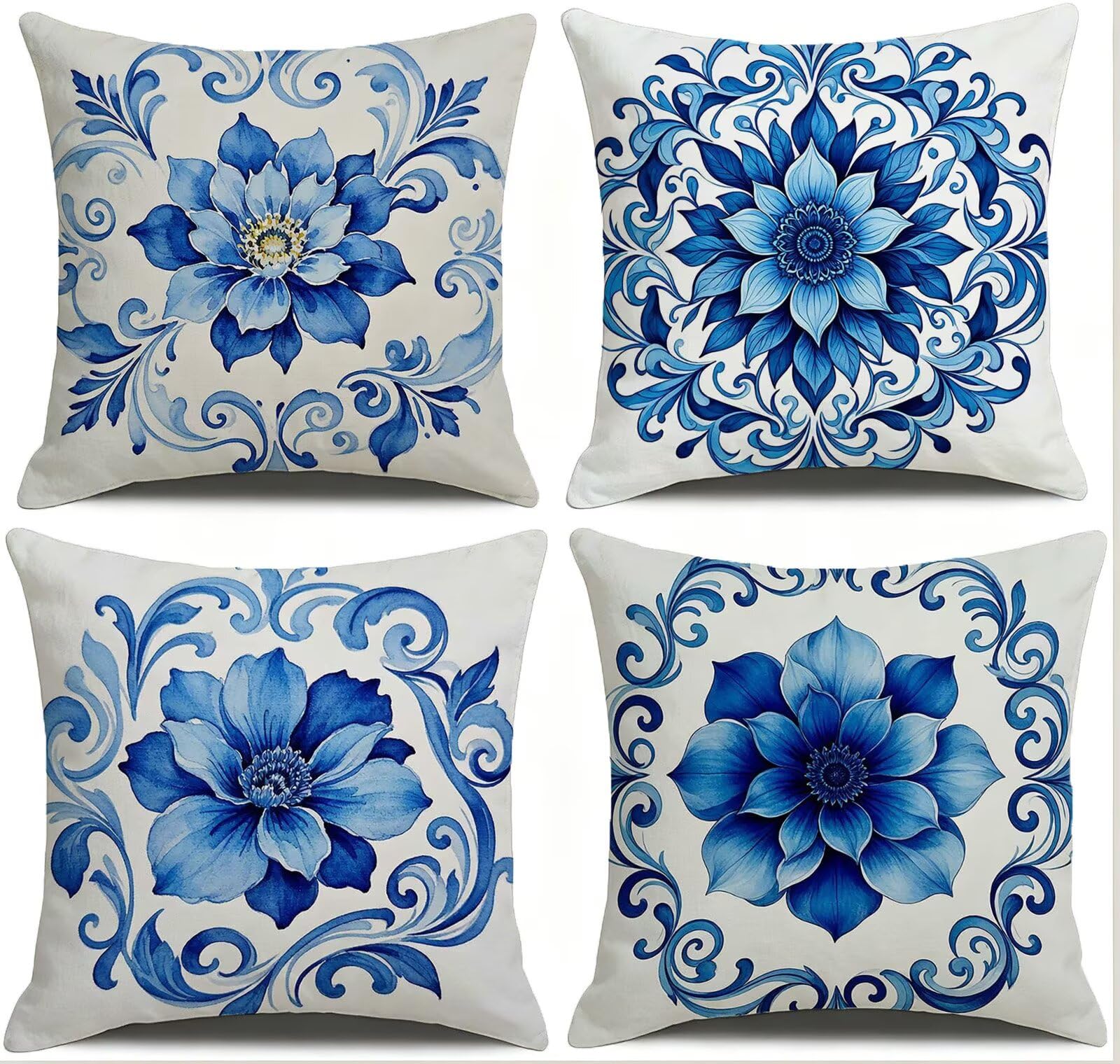 Blu Federe Cuscini Divano 60x60cm, Cuscini da Esterno Set de 4, Cod-306