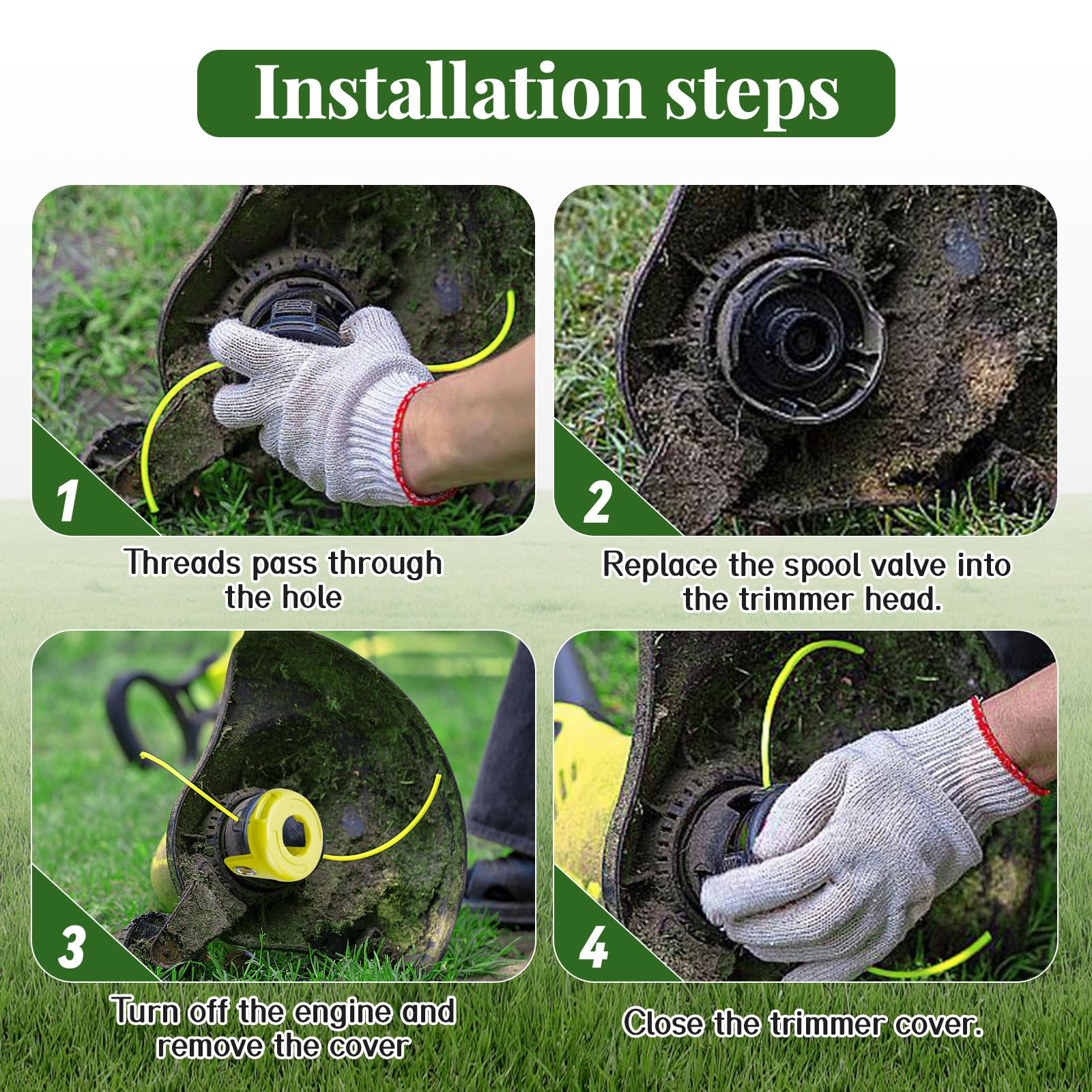 4 Bobine Fil Coupe Bordure Compatible Avec Ryobi RAC118 RAC119,Convient