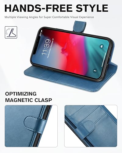 Miniatura 4 de TUCCH Funda tipo cartera para iPhone XR, piel sintética con función atril, carga inalámbrica carcasa de TPU a prueba de golpes con bloqueo RFID,