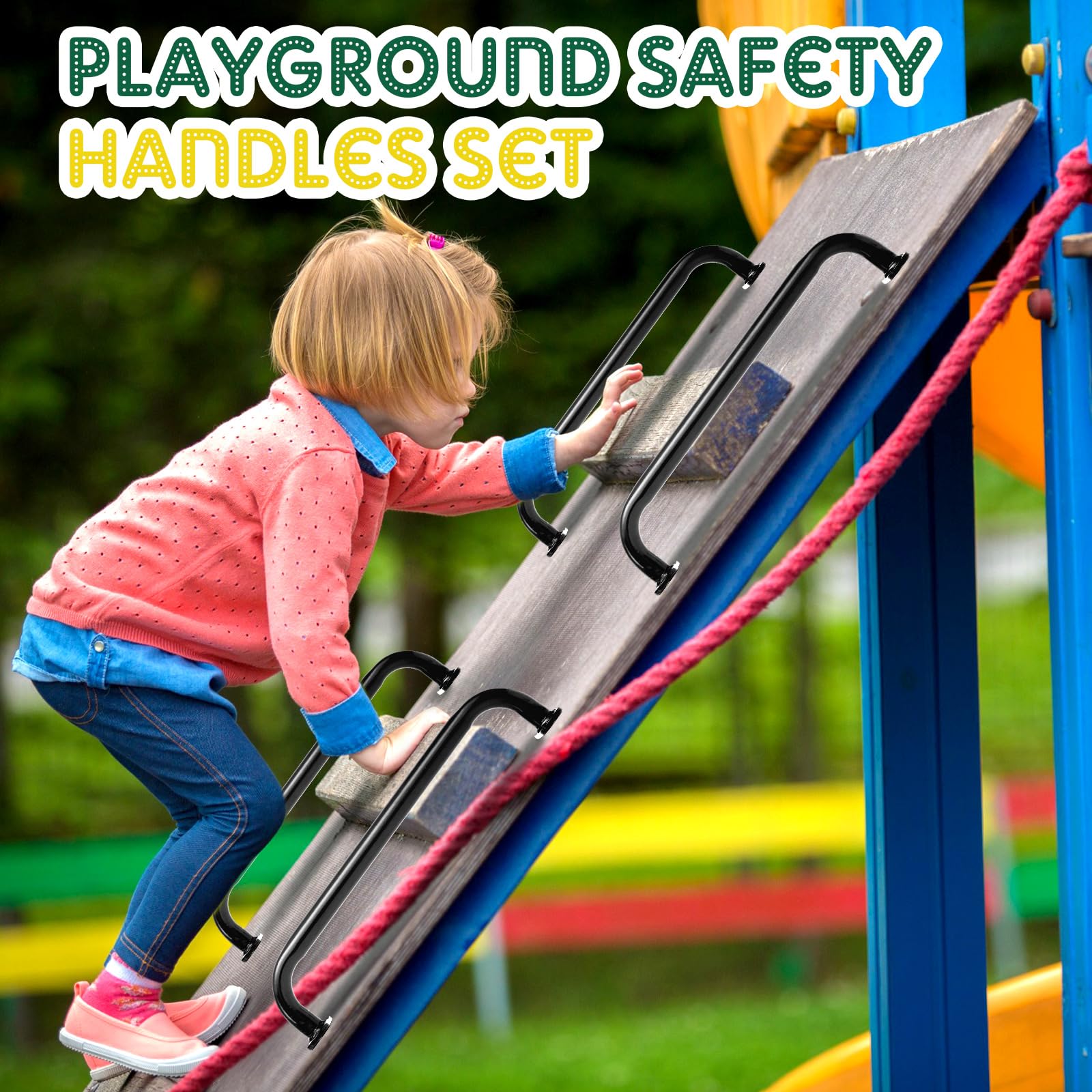 Dunzy 10 Pcs 17.72 Inch Playground Accessories Metal Safety Handles