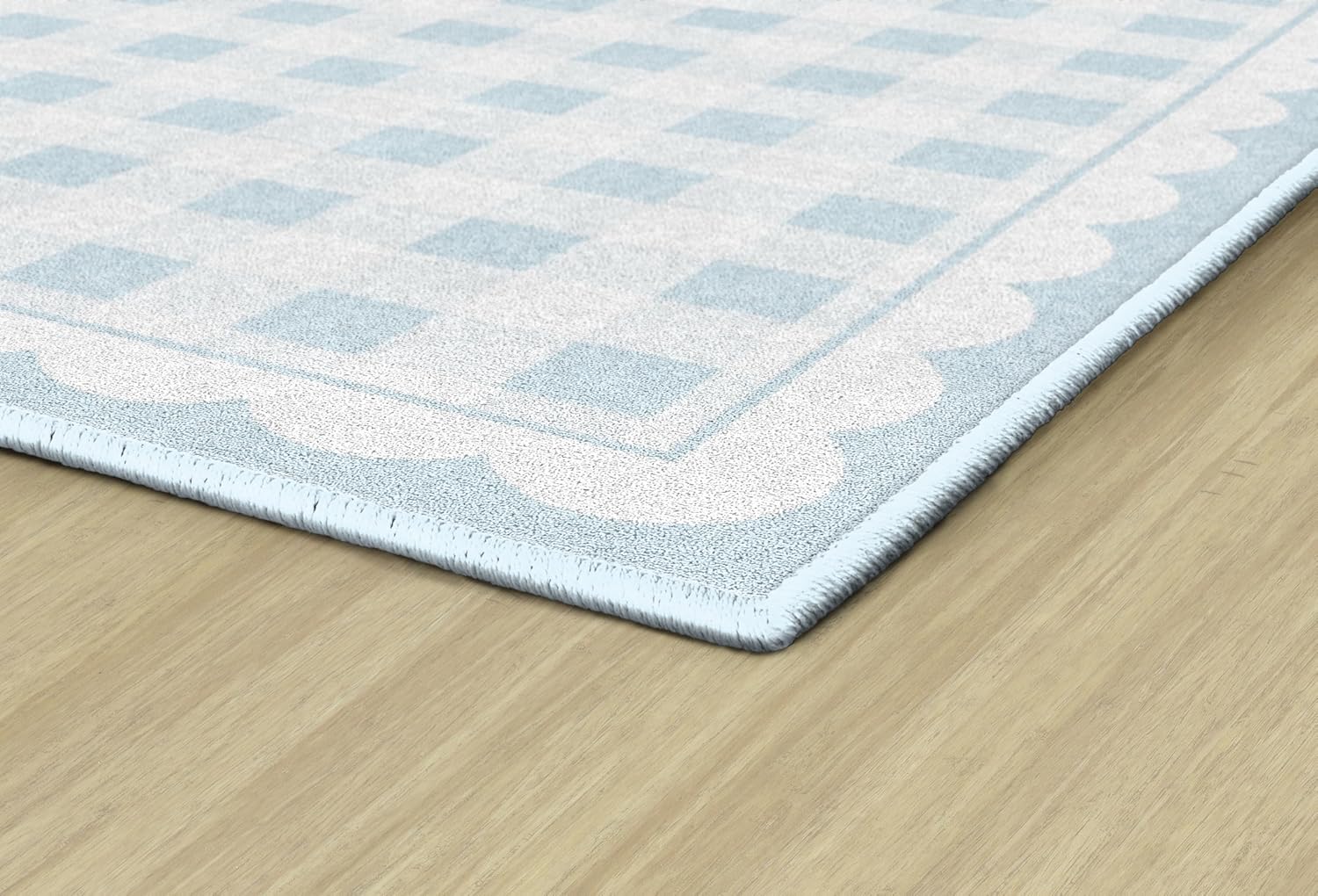 Flagship Carpets Pretty in Pink Light Blue Gingham Educational Area Rug for Kids Room, Children's Classroom Rug for Teaching and Playroom, 5' X 7'6" - Light Blue