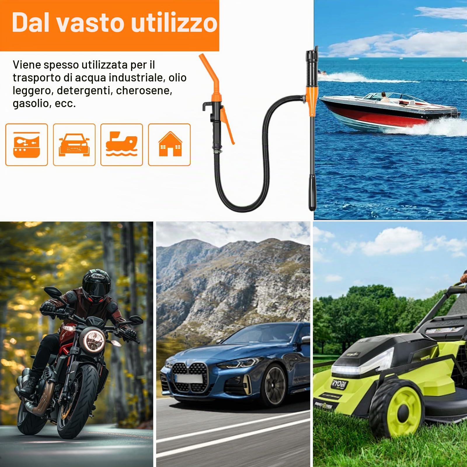 Pompa di trasferimento del carburante alimentata a batteria, pompe a batteria con ugello di arresto rapido per benzina, diesel, olio, gas, acqua, acquario