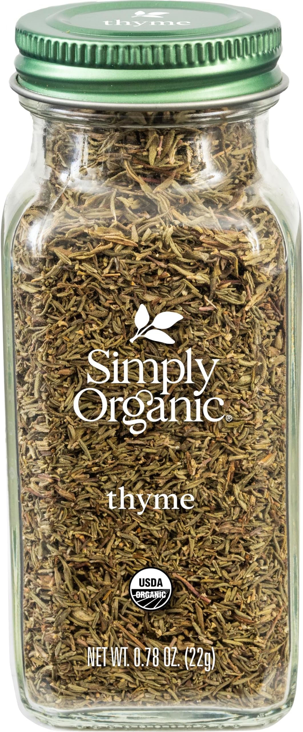 Simply Organic Whole Thyme Leaf, 0.78 Ounce Jar, Woodsy, Herbaceous, Plesantly Aromatic Thyme, Non GMO, NO ETO's, Kosher