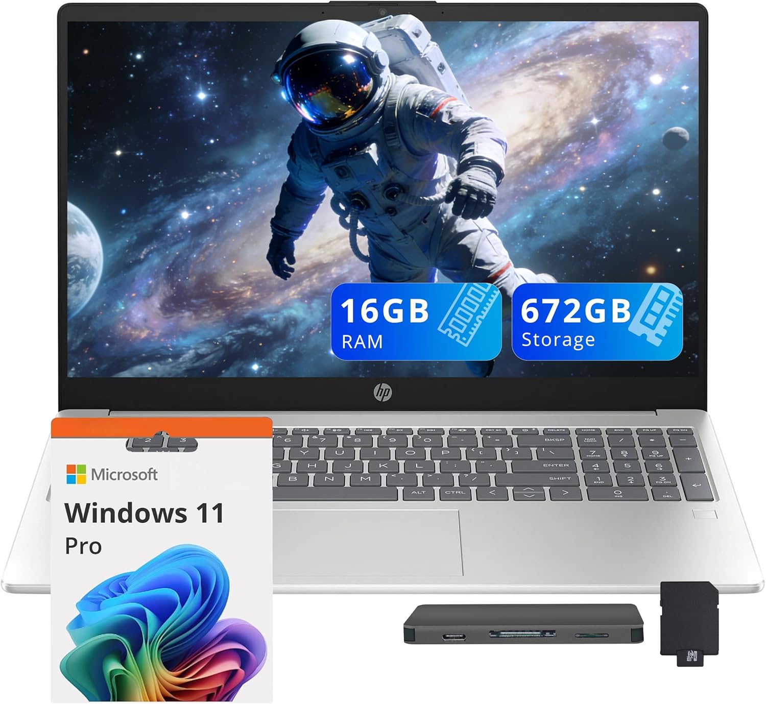 HP 17 Business Laptop, 17.3” HD+ Display, 11th Gen Intel Core i3-1125G4 Processor, 16GB RAM, 1TB SSD, Wi-Fi, HDMI, Webcam, Windows 11 Pro, Silver