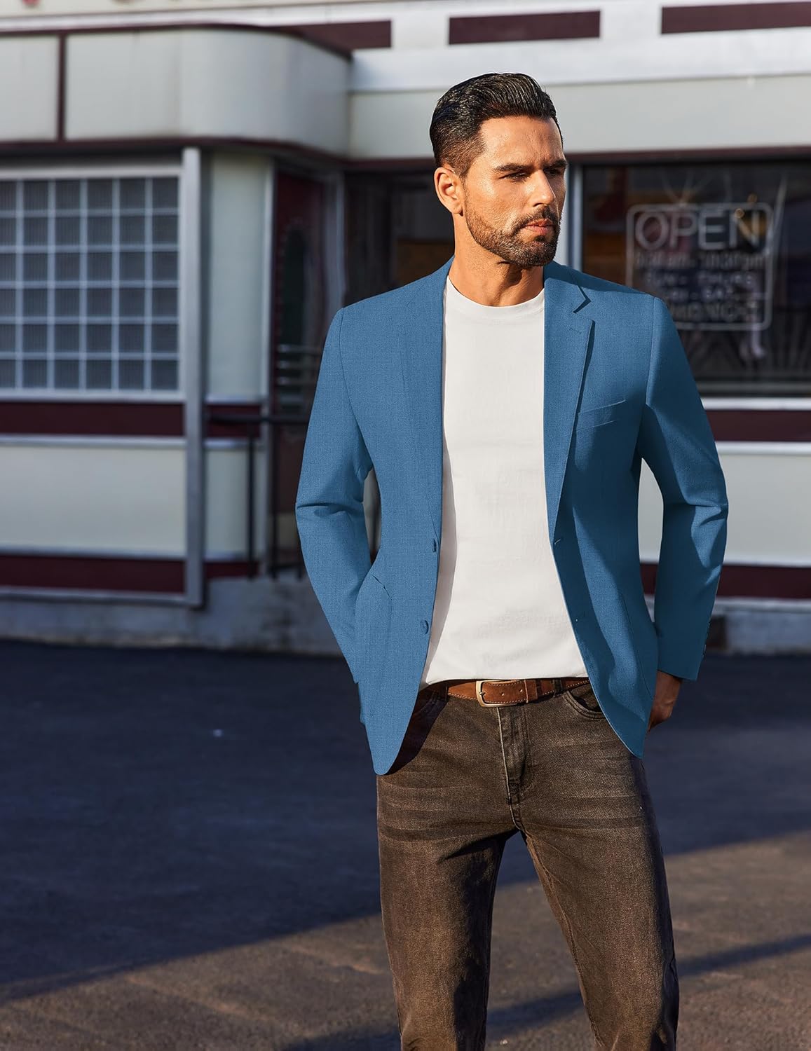 COOFANDY Men's Casual Linen Blazer Jacket Lightweight Sport Coats Two Button Suit Jackets - Image 3