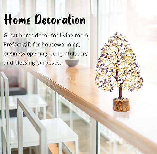 Miniatura 7 de Árbol de la vida con piedras preciosas de amatista y citrino, árbol de cristal para energía positiva, piedras curativas, decoración de Feng Shui,