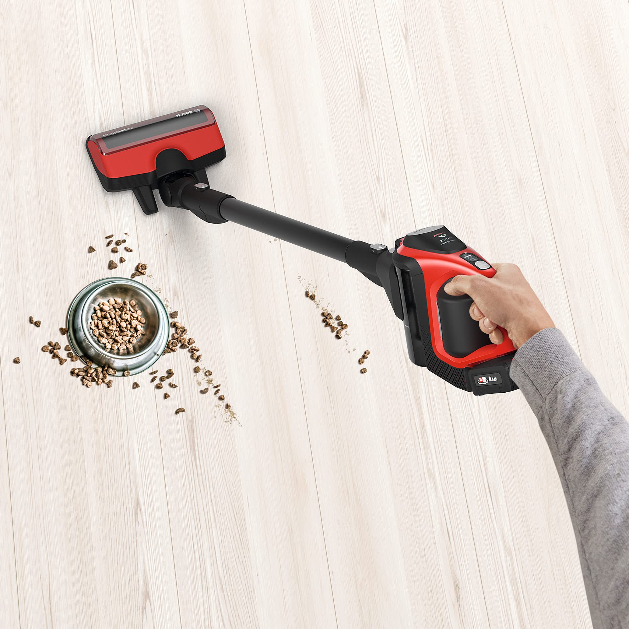 Bosch - Serie 8, Aspirador Vertical Unlimited Gen 2 ProAnimal, 0.4 litros, Rojo, BBS8214PET