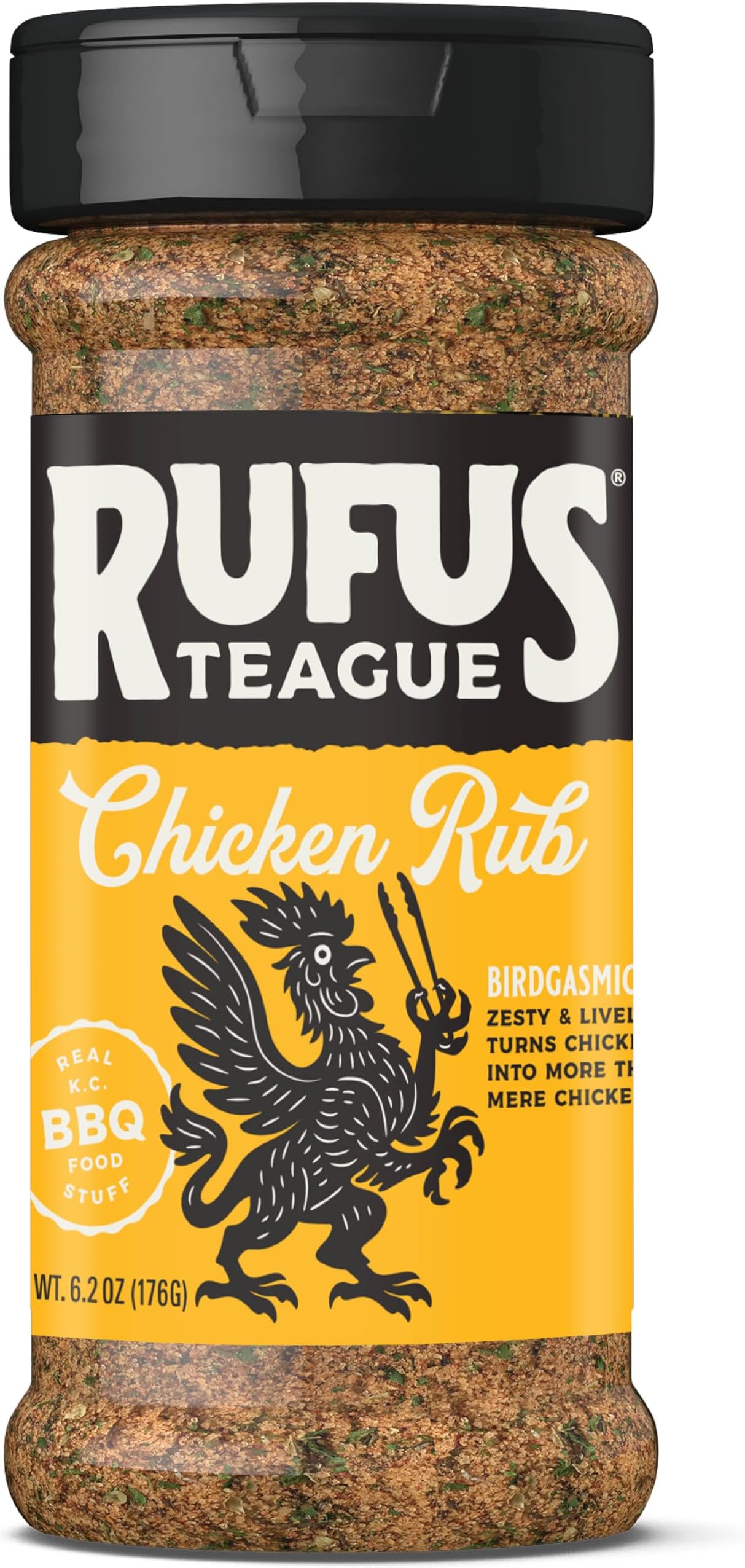 Rufus Teague Chick N' Rub, Premium Barbecue Seasoning & Dry Rub for Smoking and Grilling, Award-Winning Flavor for Chicken, Turkey, Eggs, Vegetables & More, Gluten-Free, 6.2 oz