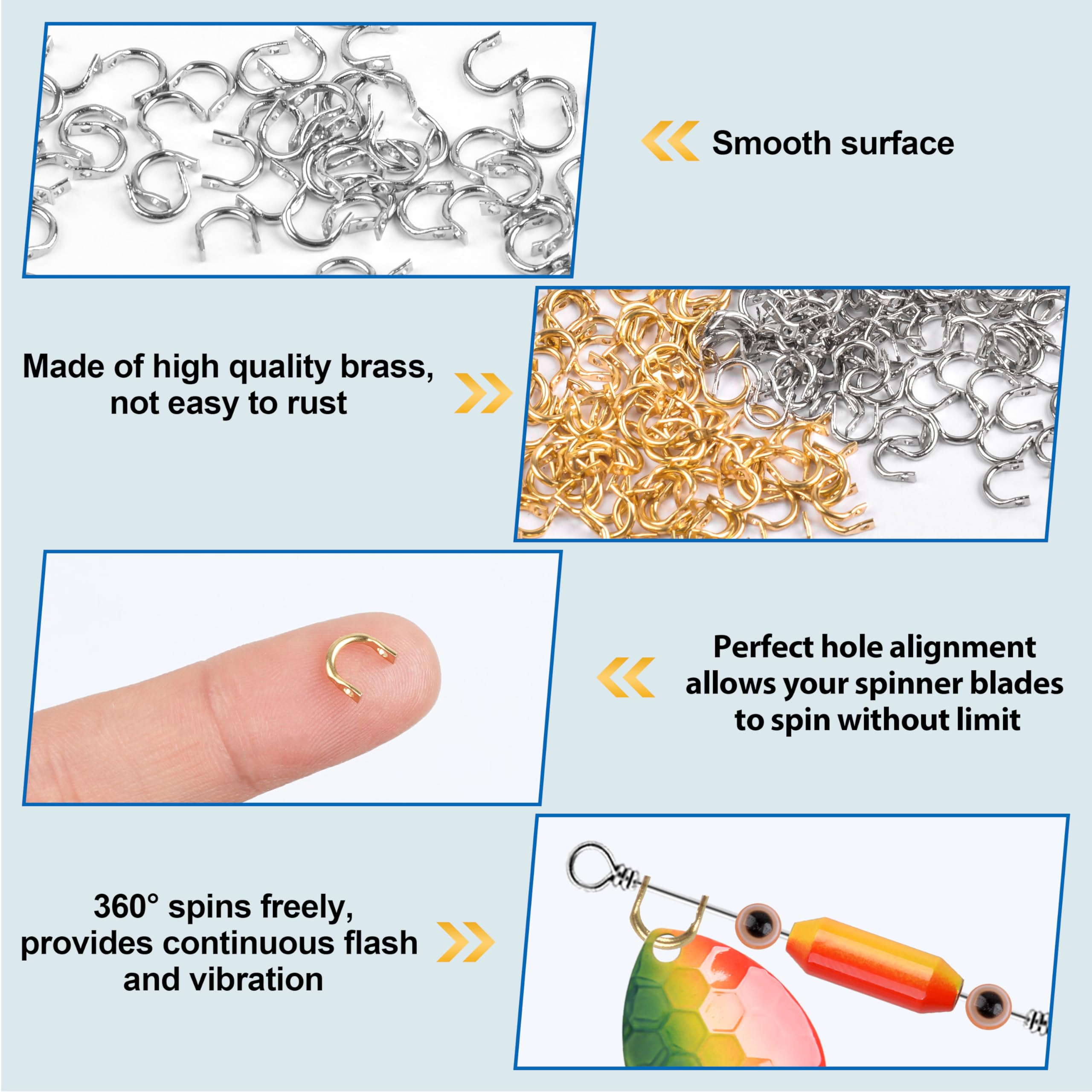 Fishing Clevis Easy Spin Spinner Clevis,160pcs U-Shaped Brass Links Spinner Blade Clevis for Lure Fishing Spoon Spinnerbait Parts Accessory Inline Spinner Making Freshwater Saltwater Silver