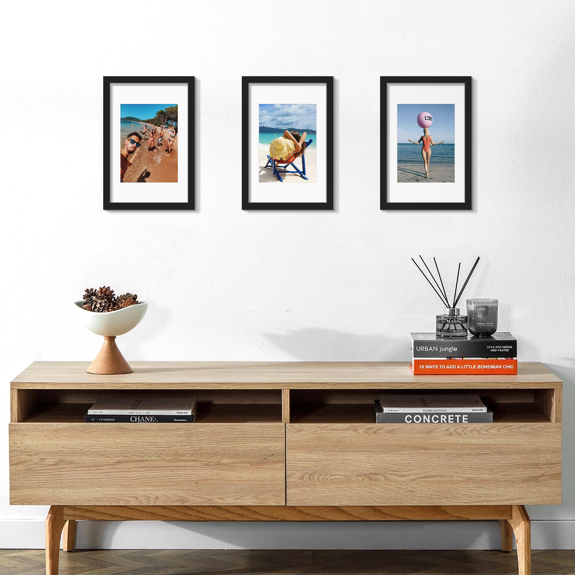 upsimples Cornice 20x30, Confezione da 3 Cornici portafoto Nere, Formato 30x20 cm, Con Supporto Orientamento Orizzontale o Verticale, Cornici per Ppuzzle, Parete, Poster, Diploma Universitario