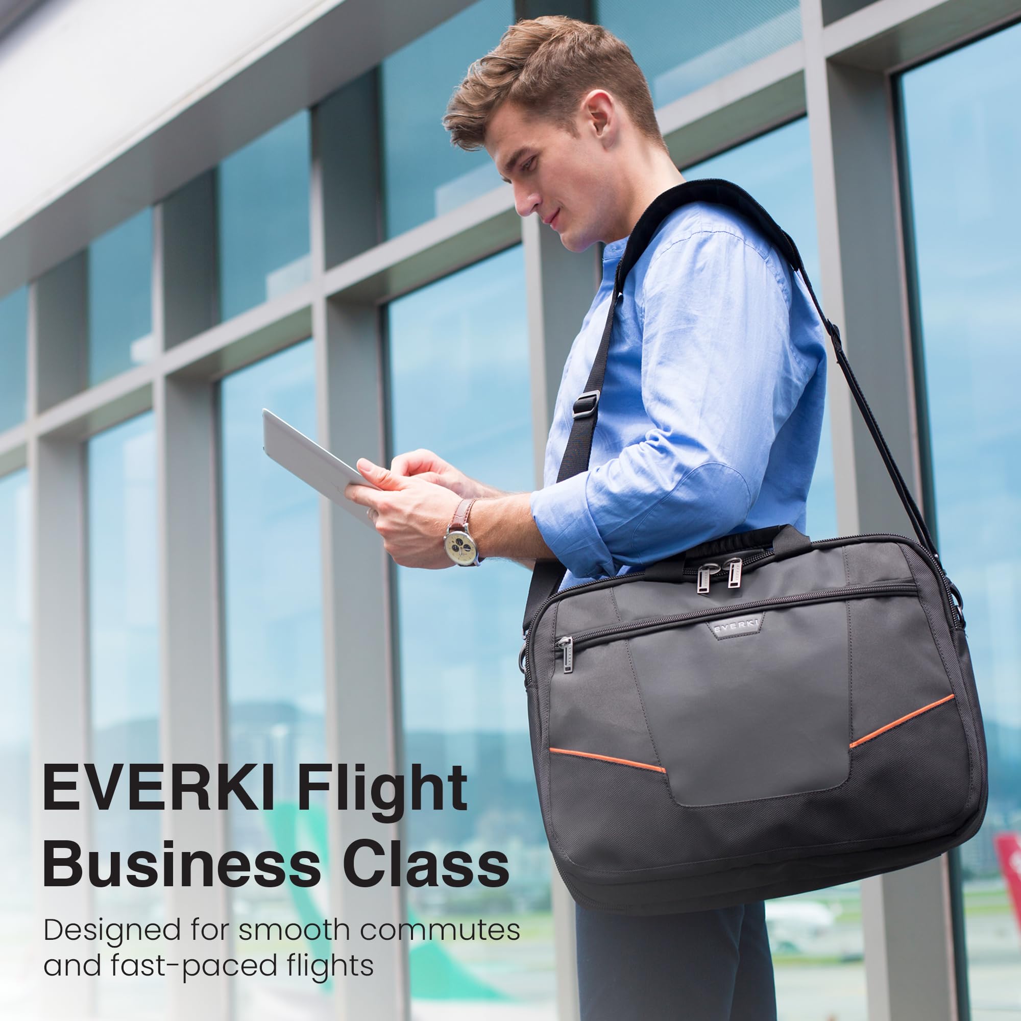 EVERKI Flight EKB419 - Borsa per Laptop da 16", Confort e Organizzazione, Design Pratico e Leggero, Ideale per Viaggi d'Affari