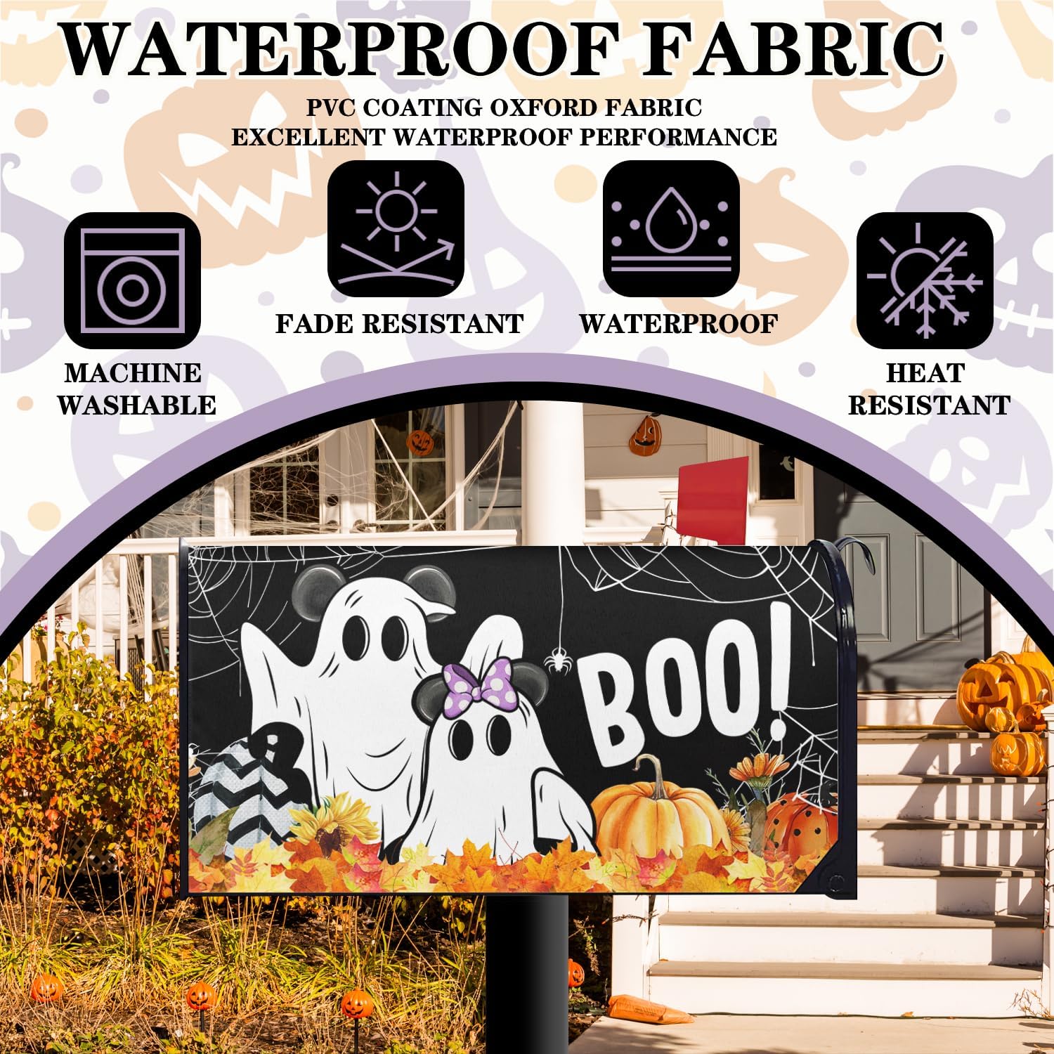 Halloween Mailbox Covers Cute Mouse Ghost Mailbox Cover Magnetic Size 21x18inch Autumn Halloween Letter Post Box Cover Wrap for The Holiday Season Decor