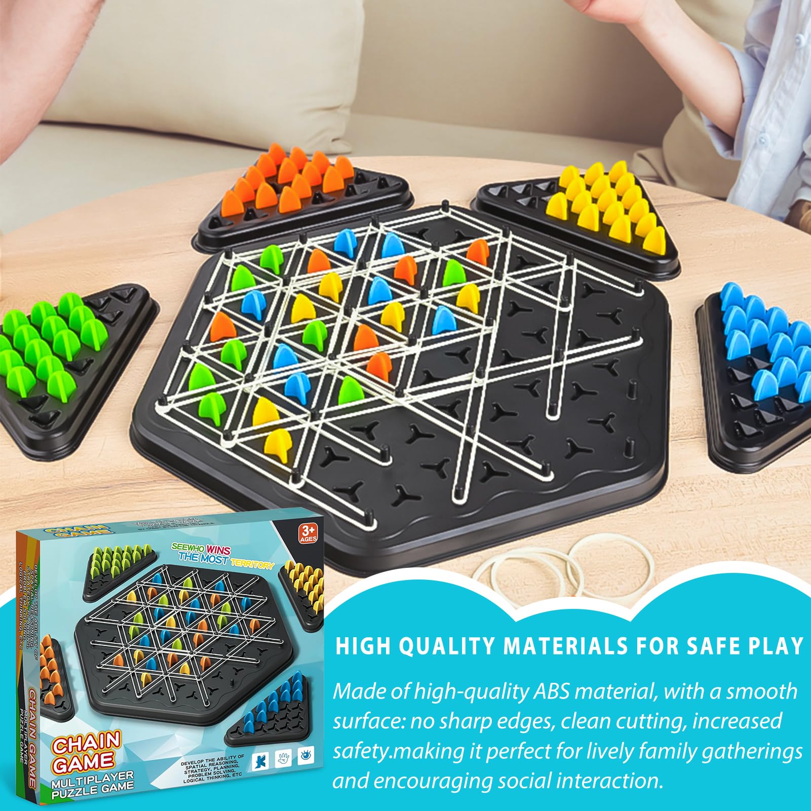 Triggle Gioco da Tavola,Scacchi Geometrici Gioco,Scacchi a Triangolo,Gioco da Tavolo Interattivo di Strategia,Gioco del Triangolo a Catena per Adulti e Bambini Famiglia Regalo