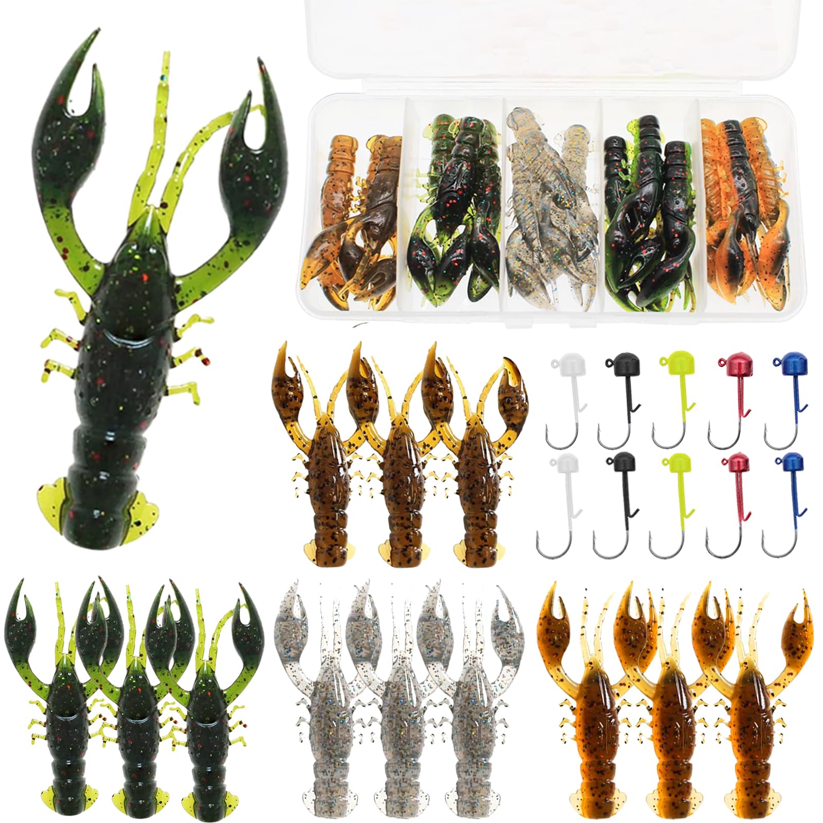 Amazon.com : Lilureena 25 Pcs bass Fishing kit Baits Soft Plastic Fishing Lures bass Lures for Bass Crawfish Lures Jig Head Kit : Sports & Outdoors Amazon.com : Lilureena 25 Pcs bass Fishing kit Baits Soft Plastic Fishing Lures bass Lures for Bass Crawfish Lures Jig Head Kit : Sports & Outdoors