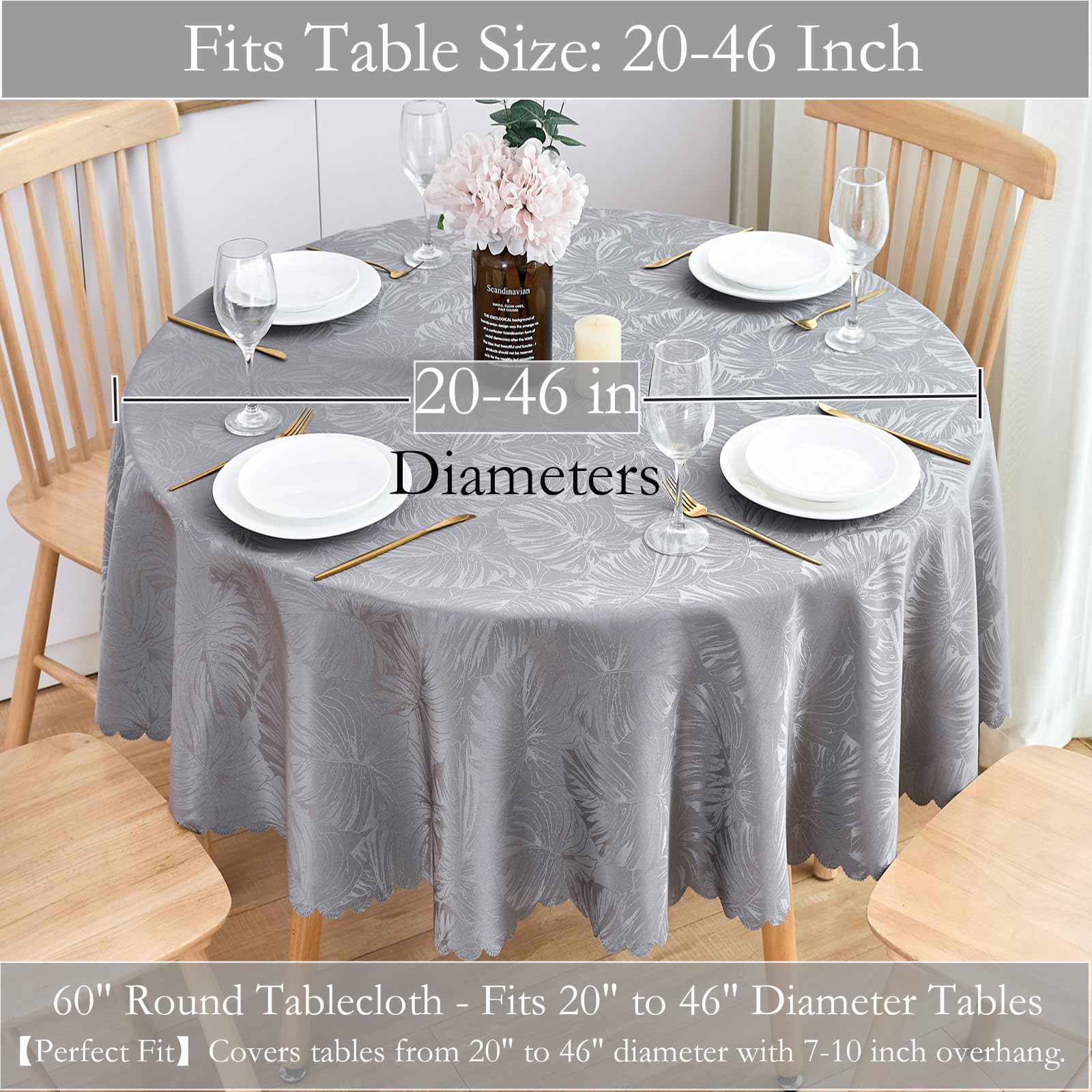 EFFICINATURE Nappe Carrée Verte, 91,4 X 91,4 Cm, Motif Feuilles Festonnées, Imperméable, En Jacquard, Pour Table Basse Et Décoration De Chambre