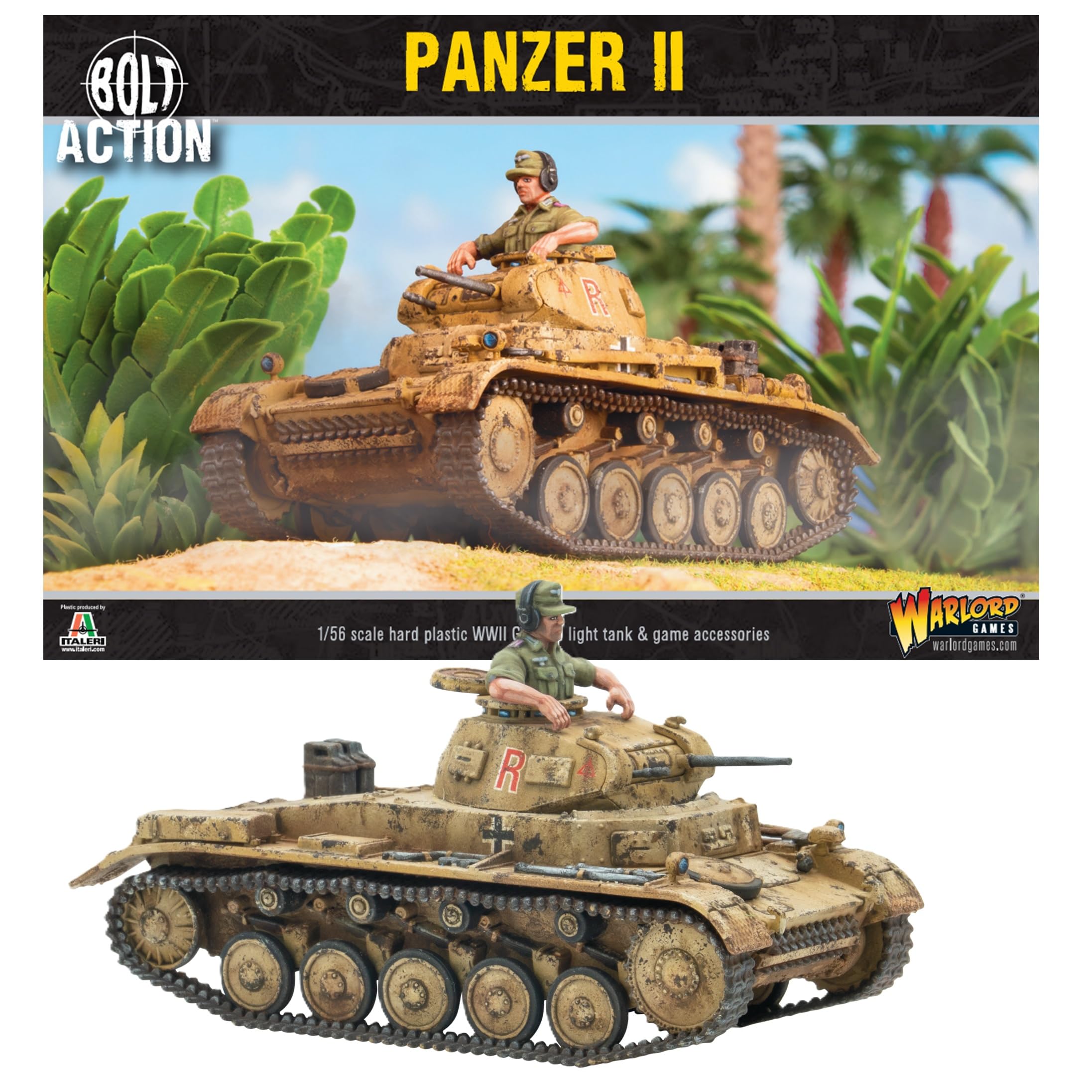 Warlord Games Panzer II - 1:56 / 28mm German Army Plastic Scale Model Tank for Bolt Action Highly Detailed World War 2 Miniatures