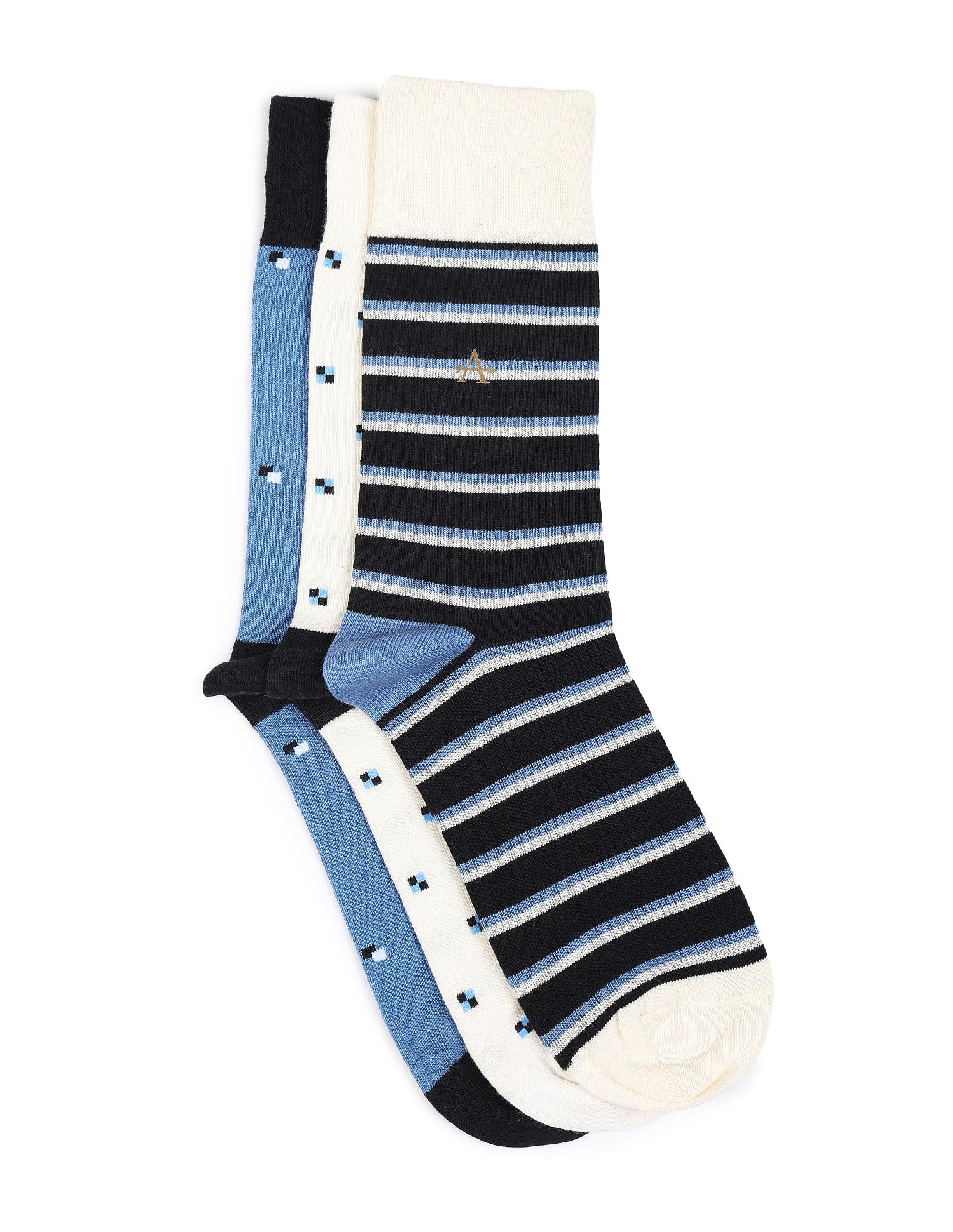 arrow Men Cotton Full Length Socks - Pack Of 3, White-picture-14