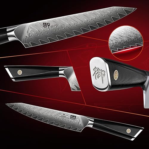 Miniatura 5 de SHAN ZU Cuchillo de chef de Damasco de 6 pulgadas, cuchillo de cocina de acero japonés de 6 pulgadas, cuchillos de cocina profesionales multiusos,