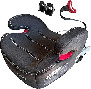 XOMAX XL-313 Kindersitz mit ISOFIX und Gurtfuhrung I mitwachsend 15-36 kg, ca. 6-12 Jahre, Korpergroße von 125–150 cm, Gruppe 2/3 I Bezug abnehmbar und waschbar I ECE R129 I dunkelgrau