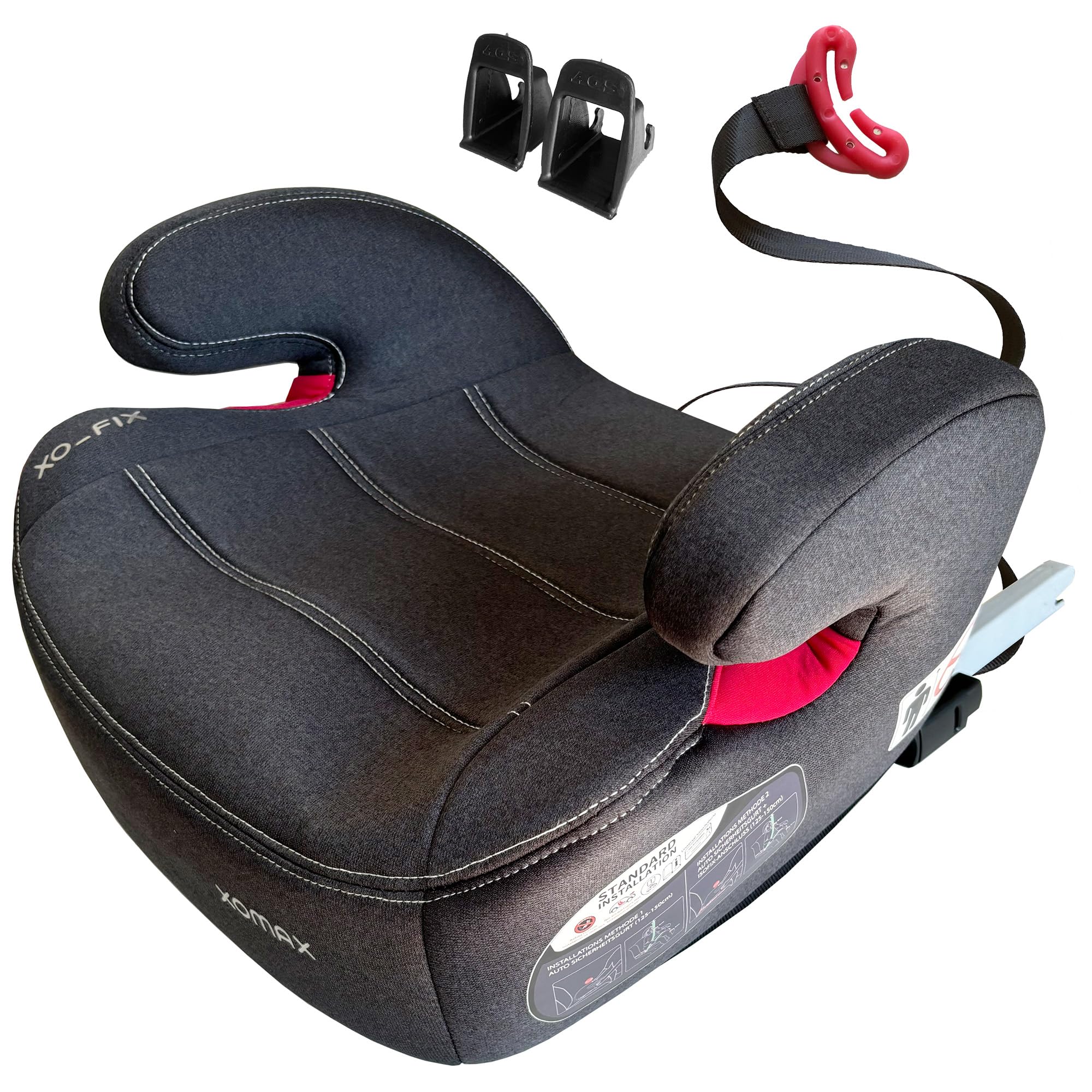 XOMAX XL-313 Kindersitz mit ISOFIX und Gurtfuhrung I mitwachsend 15-36 kg, ca. 6-12 Jahre, Korpergroße von 125–150 cm, Gruppe 2/3 I Bezug abnehmbar und waschbar I ECE R129 I dunkelgrau