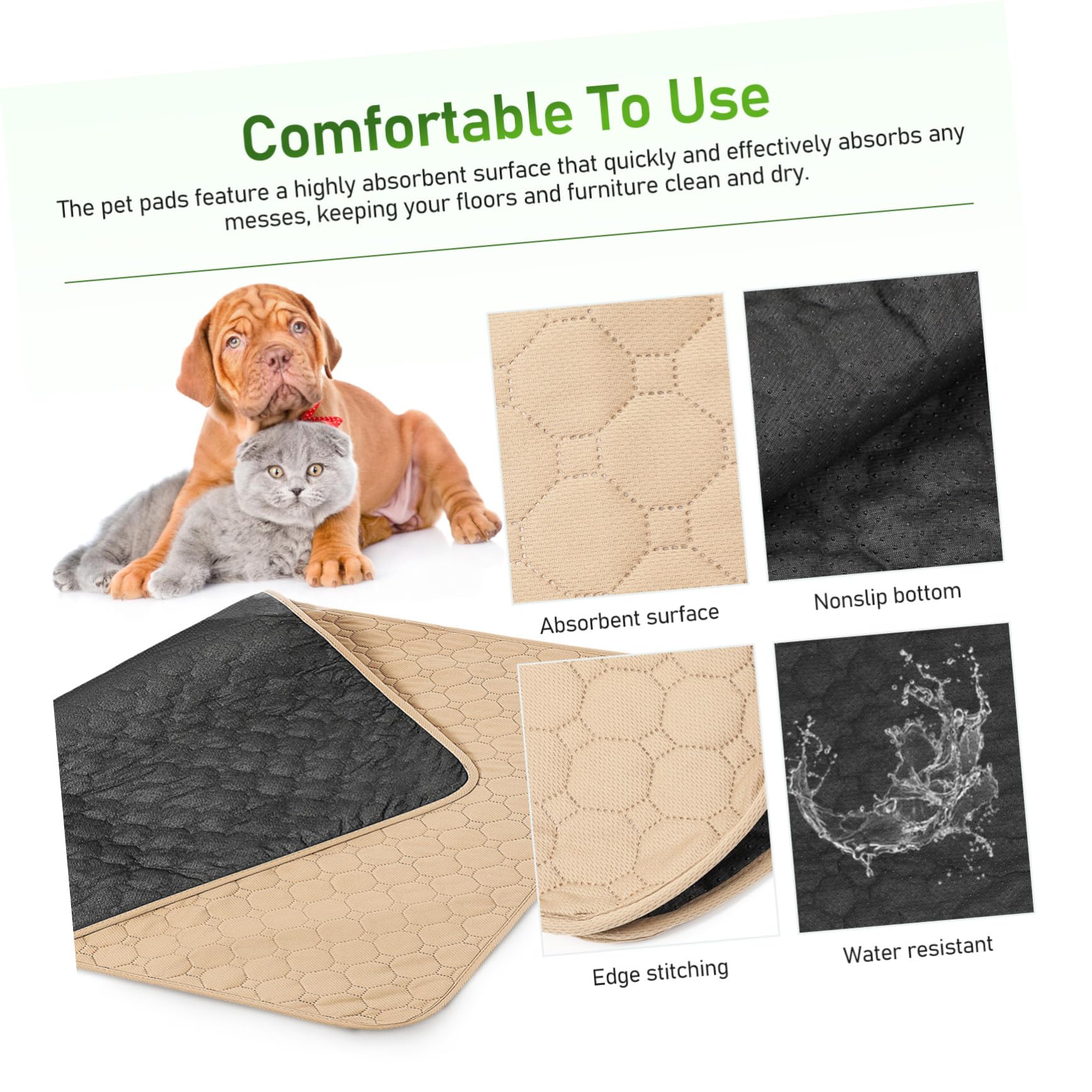 2pezzi Tappetini Igienici Assorbenti Lavabili Per Cani e Gatti Superficie Assorbente e Base Antiscivolo Per Addestramento e Comfort Degli Animali Domestici
