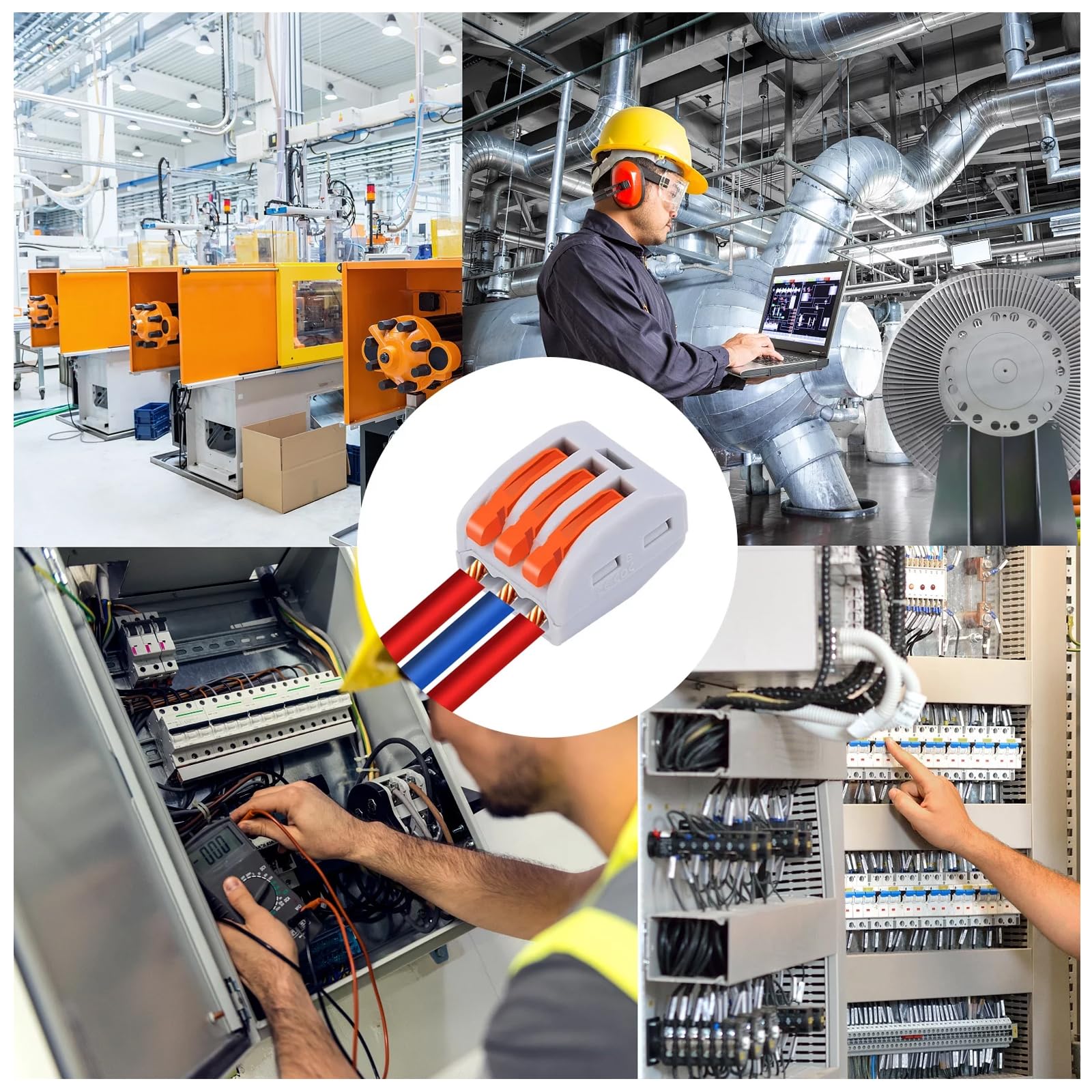 Łączniki kablowe, 60 sztuk zacisków elektrycznych z dźwignią uruchamiającą, zaciski kablowe 4 mm², zaciski łączące, zaciski łączące, zaciski elektryczne, do kabli stałych
