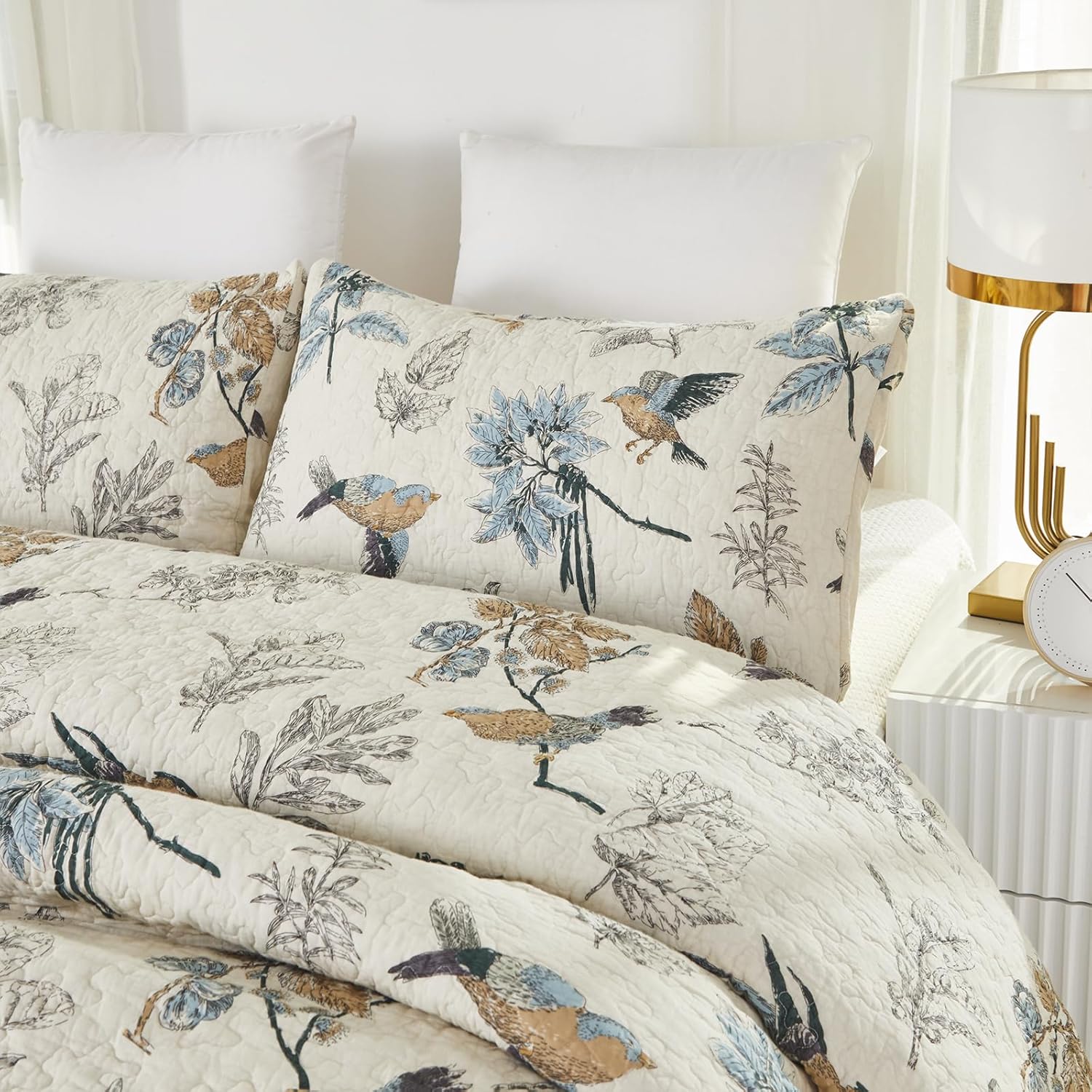 Brandream Bird Bedding King American Country Style Comforter Set King Size 100% Cotton Quilt Set Reversible - Image 4