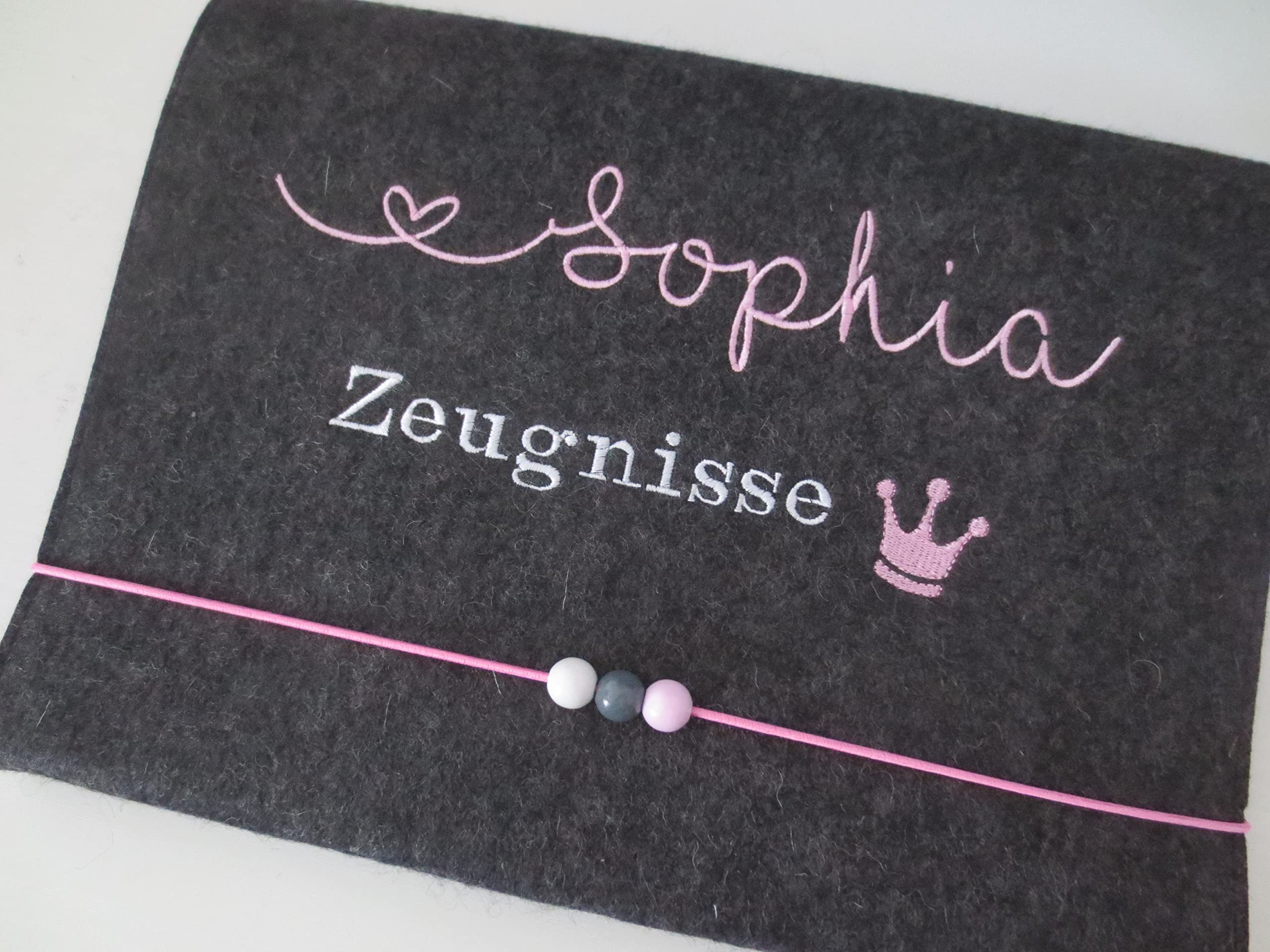 Zeugnismappe Wollfilz Mappe Zeugnisse DIN A4 Grundschule Schule"Krone"