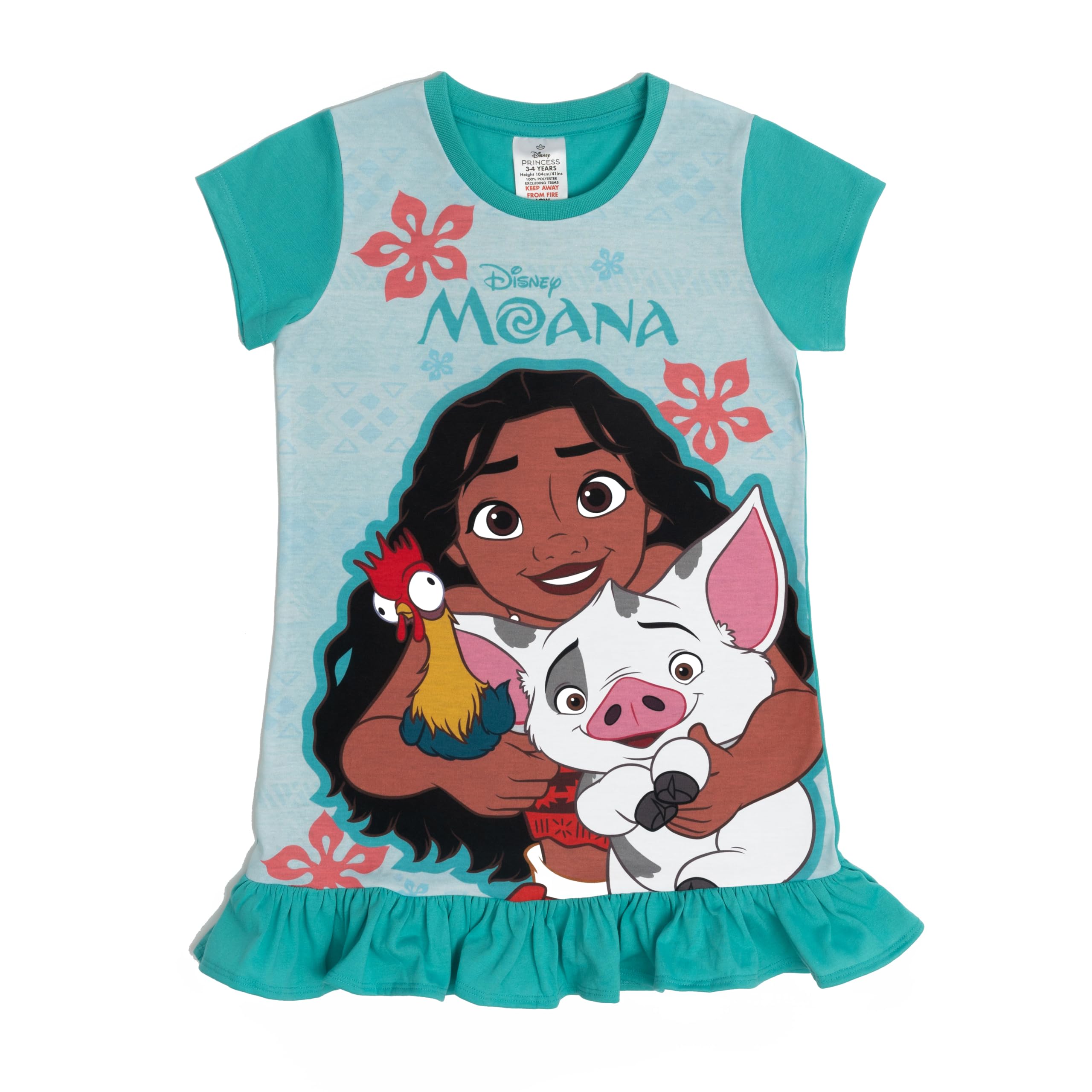 Disney Girls Turquoise Moana Heihei Pua Nightdress Nightie Pyjamas 8-9 Years