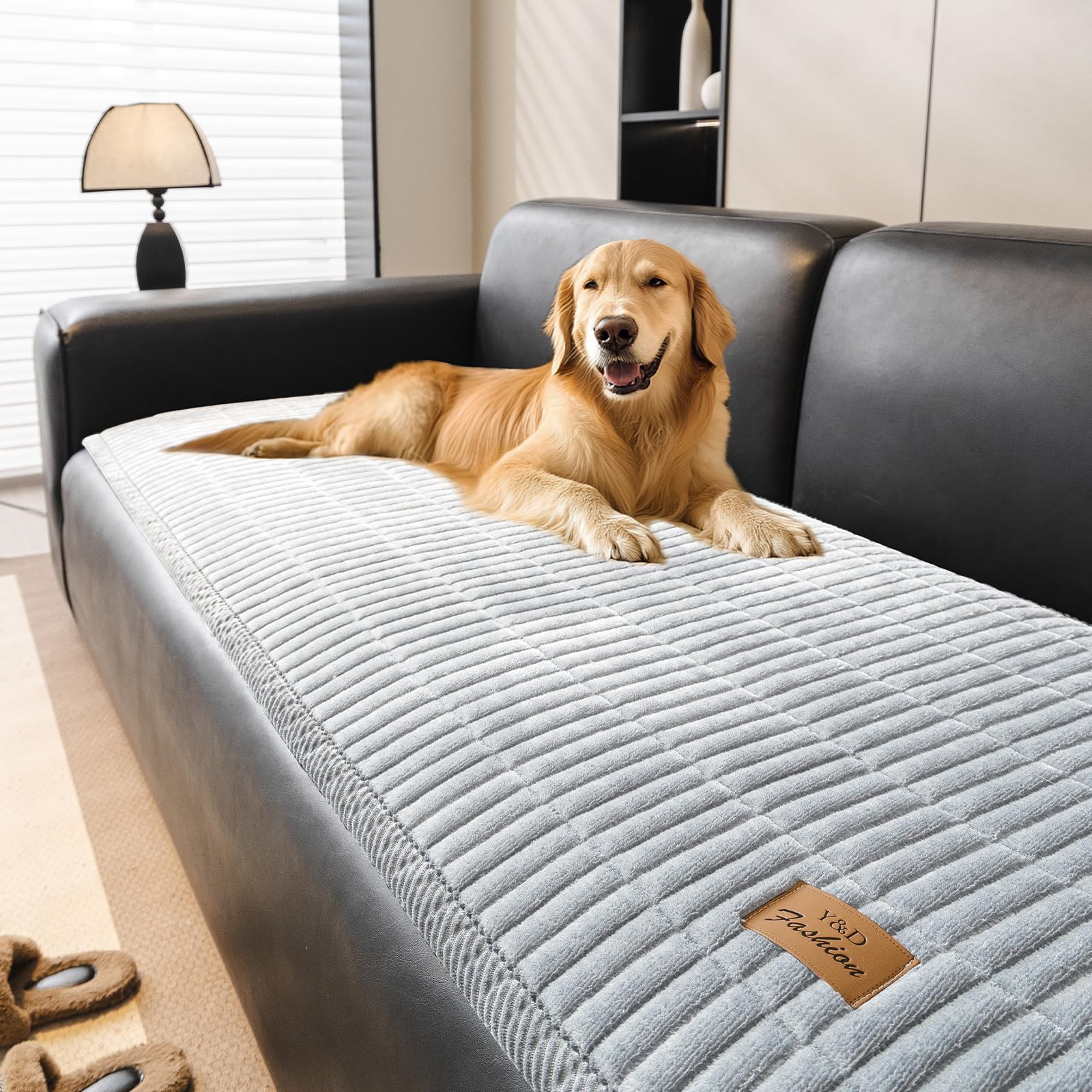 Photo 1 of PJLZJFBY Couch Covers for Dogs, Velvet Dog Couch Cover, Pet Couchs Covers for Loveseat, Couchs Protector for Dogs, Sofa Cover for Pets Washable(1PC, Light Grey, 27.5"×70.8", 2-3 Seater)