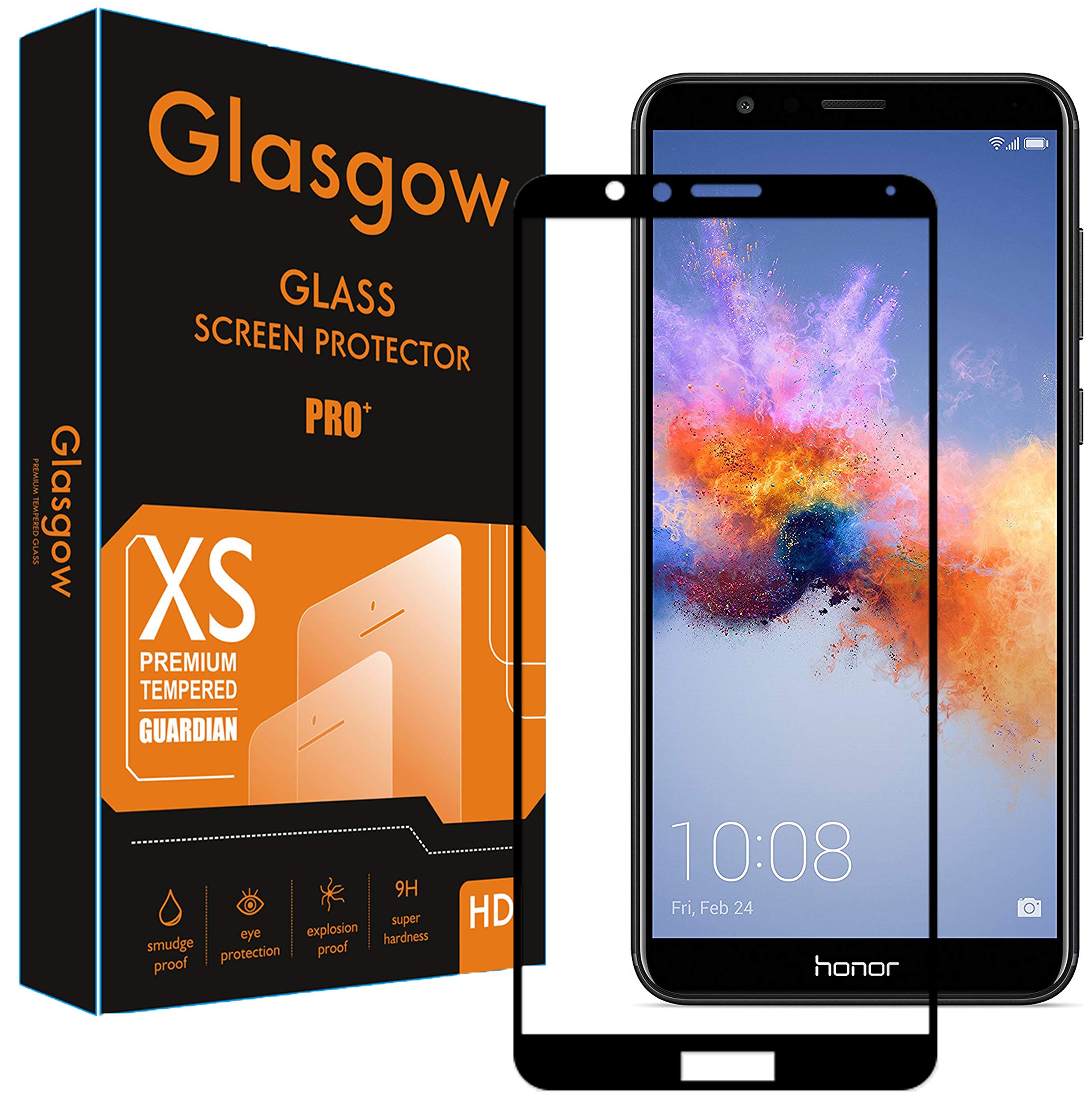 Glasgow |For Honor 7X | Tempered Glass Screen Protector Guard | Full Glue Curved Tempered Glass | Bubble Free Installation | Gorilla - Black (B07WSWWV8L) Amazon Price History, Amazon Price Tracker