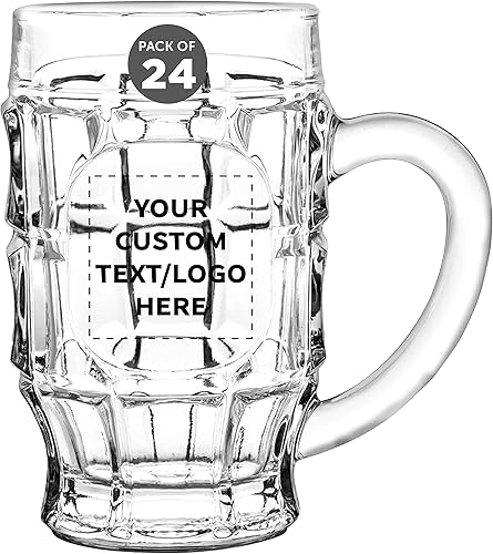 Juego de 24 tazas de cerveza de vidrio con hoyuelos personalizadas, paquete a granel personalizado, utensilios de bar, ideales para festivales de