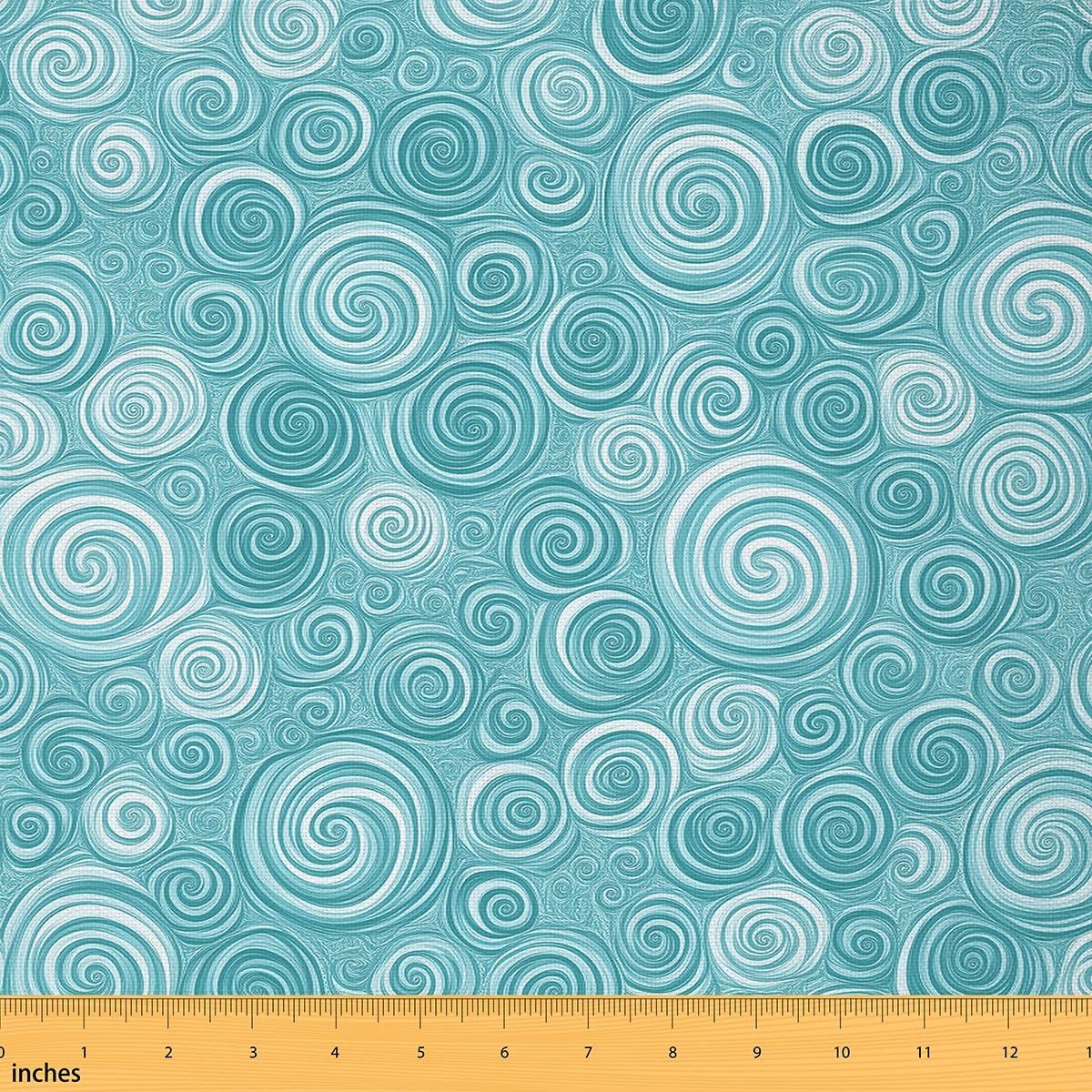 Ocean Fabric by The Yard,Abstract Swirled Sea Waves Pattern Fabric for Chairs,Trippy Circle Geometric Waterproof Outdoor Fabric,10 Yards,(L920*W150cm) Aqua — image 1