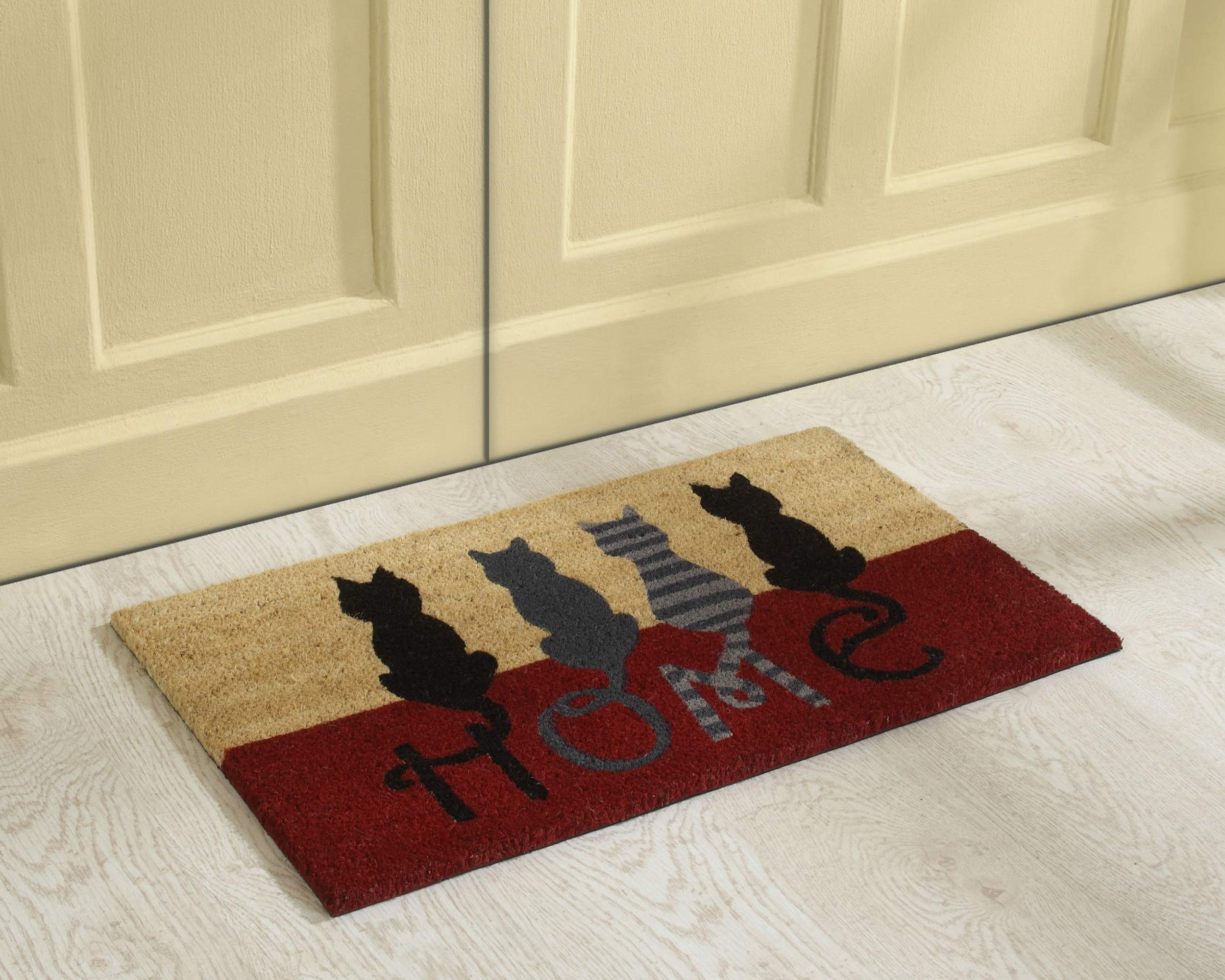 Better Trends Coir Door Mat is Strong Easy to Clean and Colorful 100 Percent Natural Coir in Vibrant Designs, 18" x 30" Rectangle, Cat