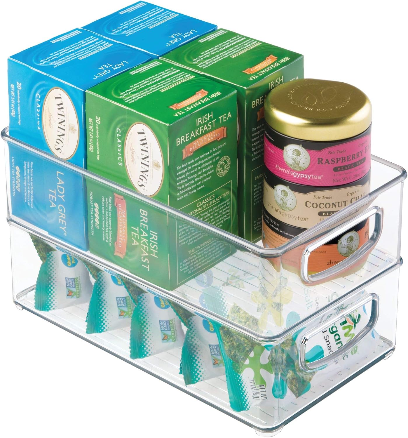 InterDesign 64330 Home Organizer Bin for Pantry, Refrigerator, Freezer & Storage Cabinet, 10" x 3" x 6", Clear Medium