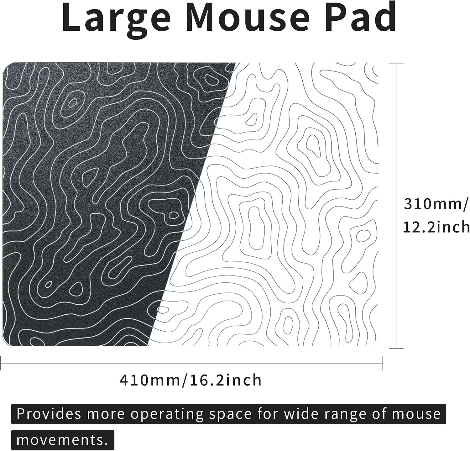 XVX Glass Mousepad for Gaming, Topographic Hard Gaming Mouse pad, Professional Large Mouse Mat 410mm*310mm, Special Glass Surface with Improved Precision and Speed
