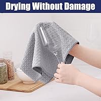 Vista 4 de Homaxy Toallas de cocina de microfibra con tejido de gofre, 16 x 28 pulgadas, ultra absorbentes y de color sólido, paquete de 4, gris