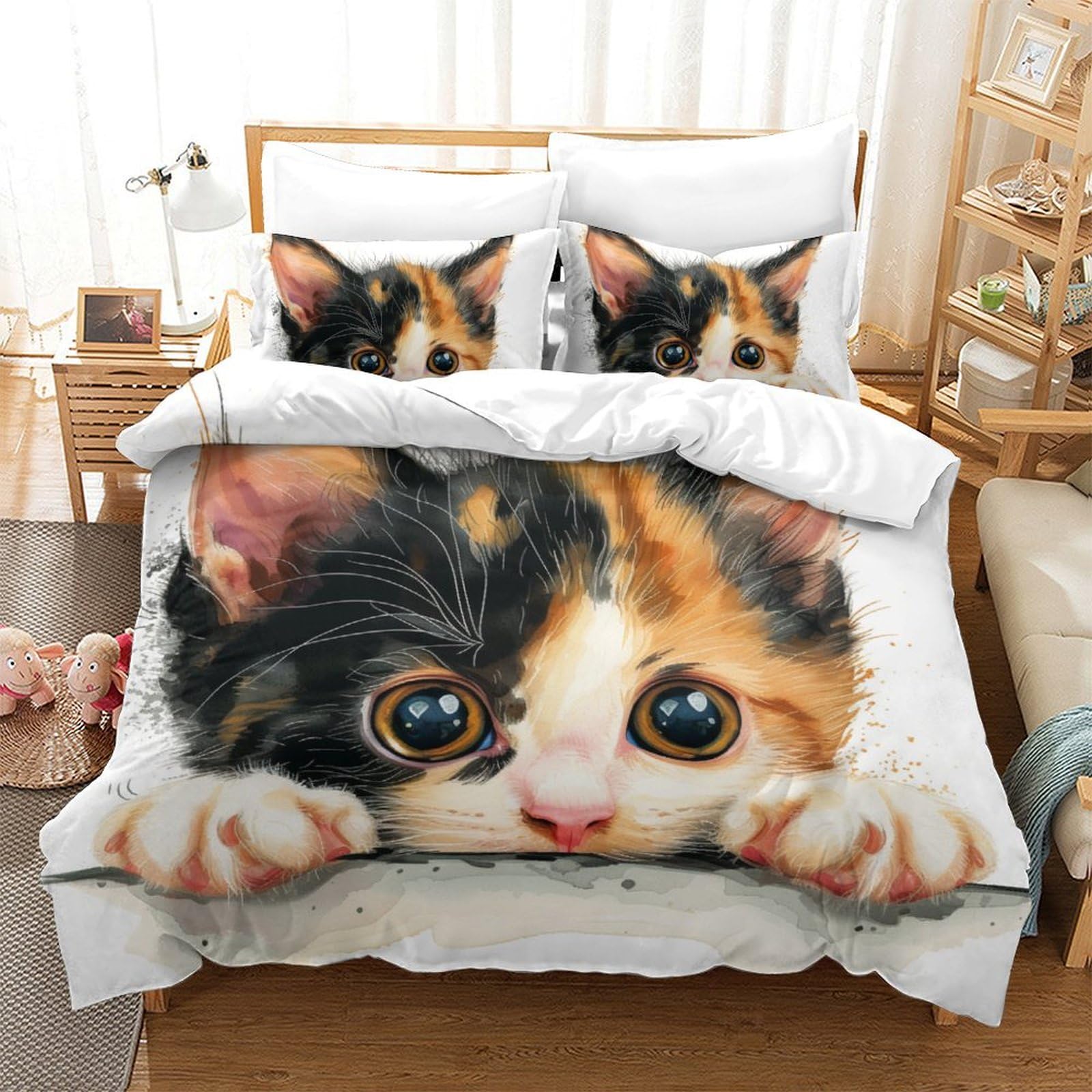 Parure de lit chat en microfibre hypoallergénique pour un sommeil paisible