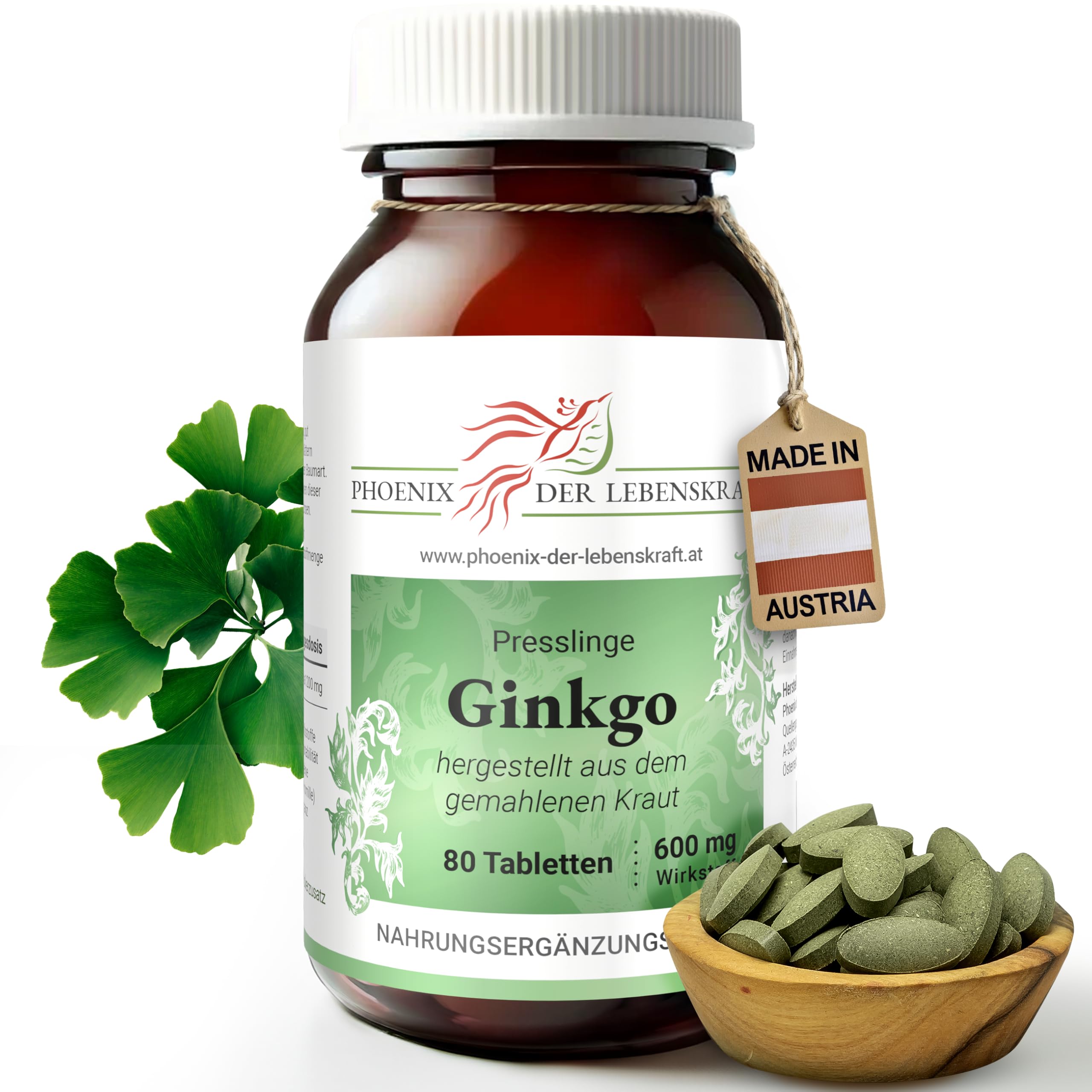 Ginkgo Tabletten 600mg | Premium Qualität aus Österreich | Vegane Tabletten statt Kapseln ohne Zusatzstoffe