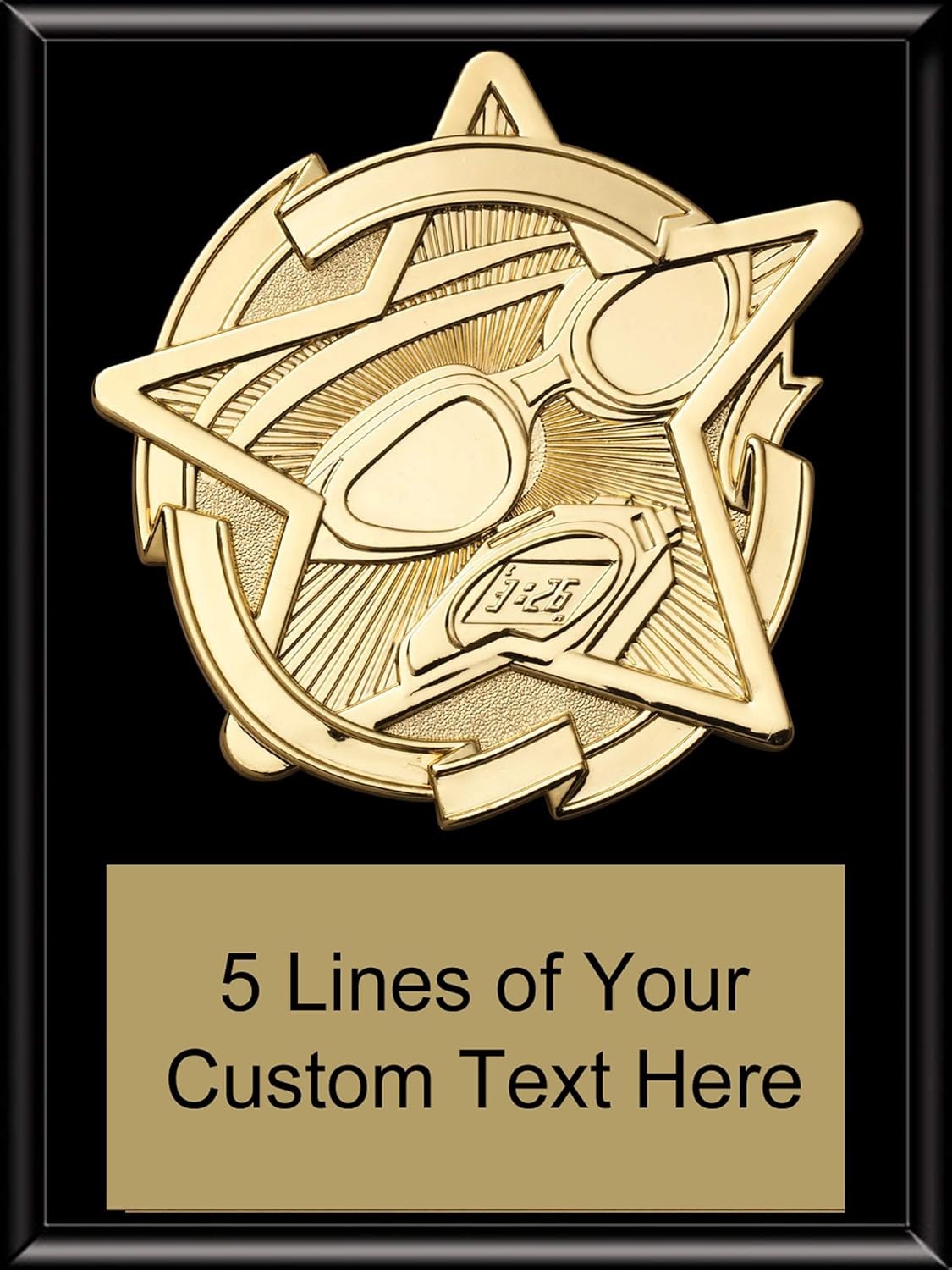 Express Medals 8 x 10 Black Finish Wood Swimming Star Plaque Trophy Award with Up to 5 Lines of Free Engraving