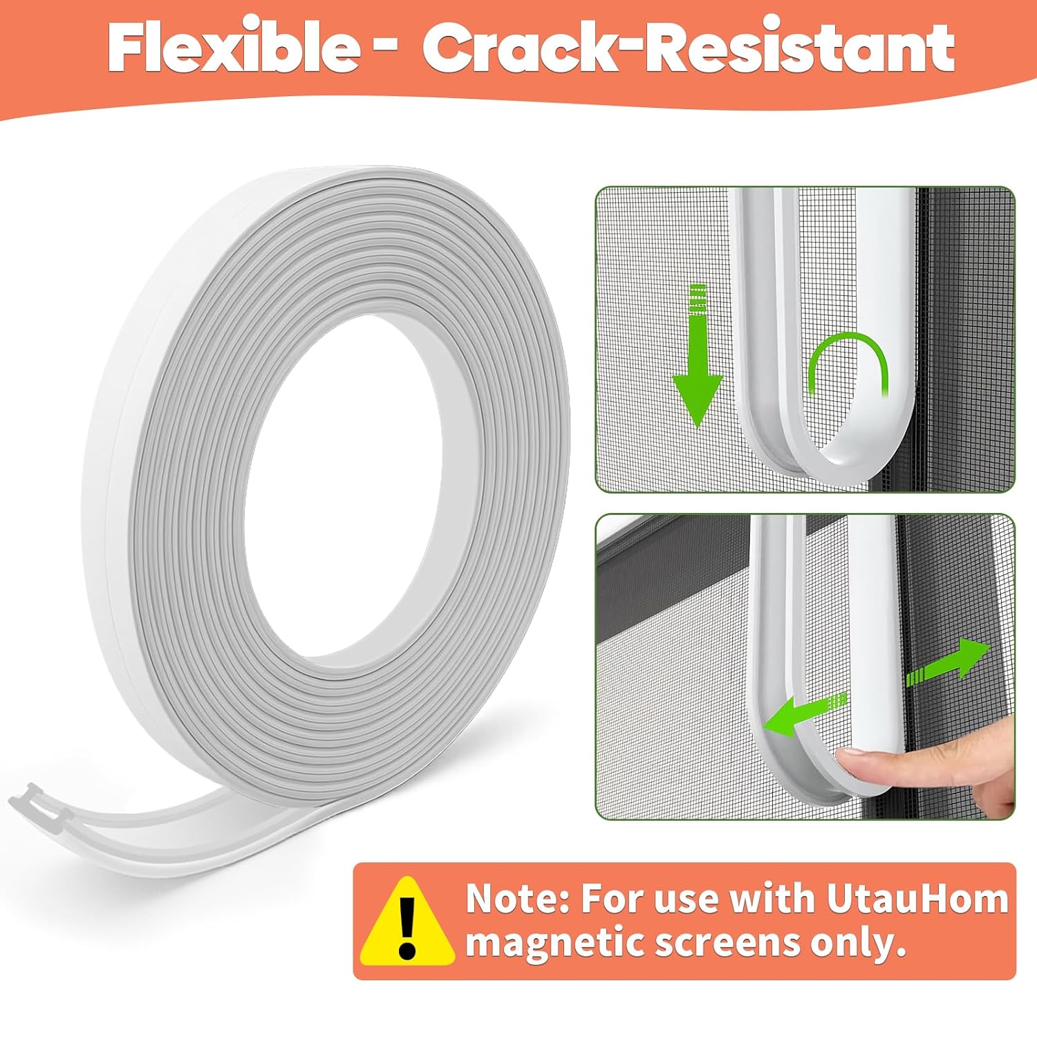 Magnetic Window Screen Repalcement Repair Kit, 20FT(6M) Adhesive-Backed Magnetic Strip, Grooved Magnetic Strip and White PE Sealing Stripe for House Window Screen Repalcement