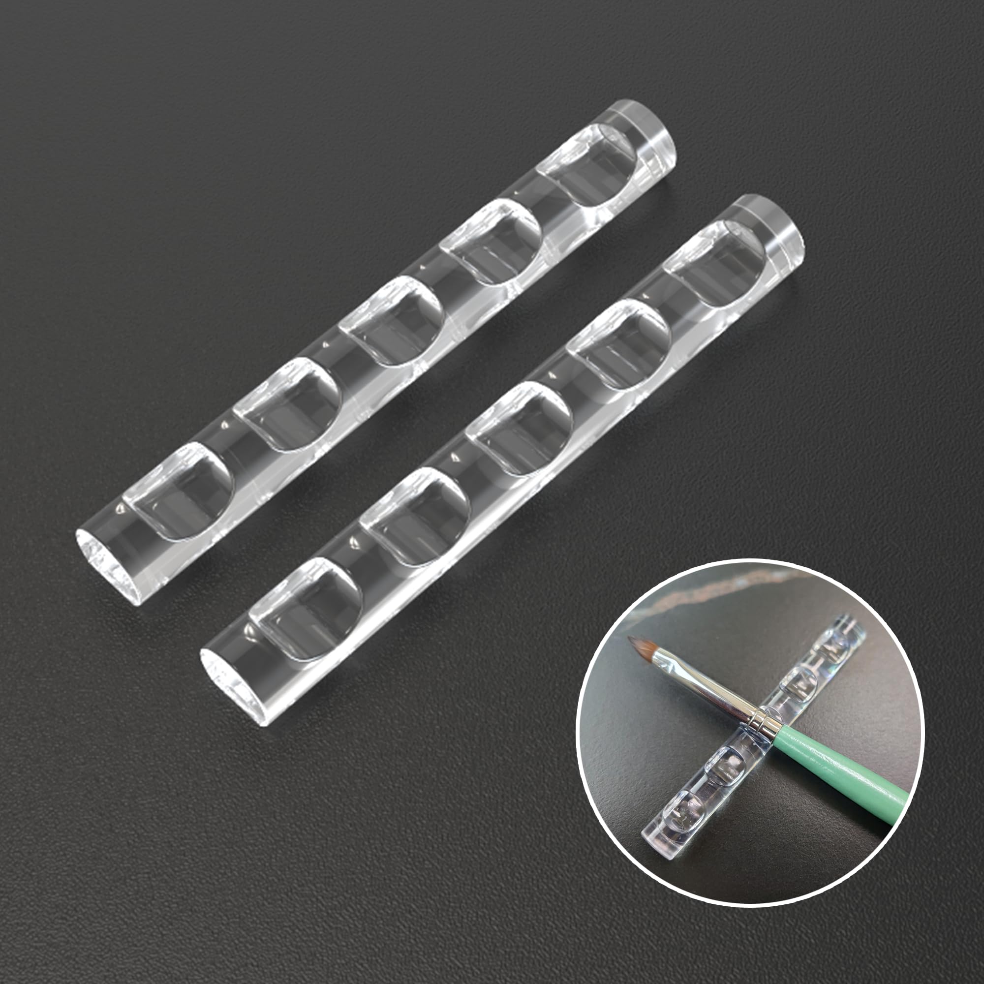 2 Pcs Crystal Bar Pen Holder, Acrylic Nail Art Painting Pen Brush Stand for Drawing Pens, Nail Gel Polish Pen Brush Stand Holder Manicure Tool.