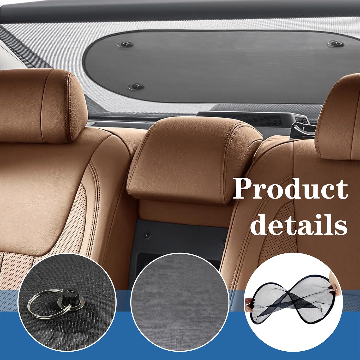 Kit de Parasol para la Ventana Trasera,Parasol de Coche Seguro para Perros y Niños,Ventilado y Transpirable con Protección UV(100 * 50 Negro)